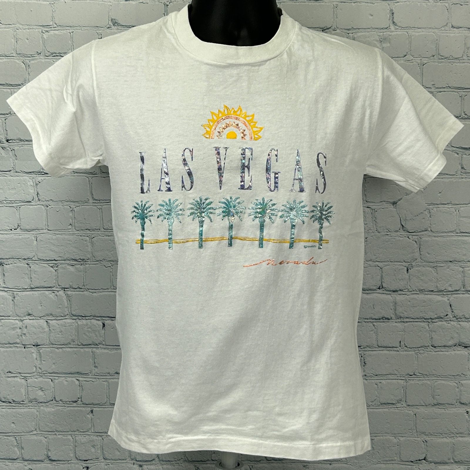 Hanes Vintage 90s Las Vegas T Shirt Gambling Casino White S Small Size US S / EU 44-46 / 1 - 2 Thumbnail