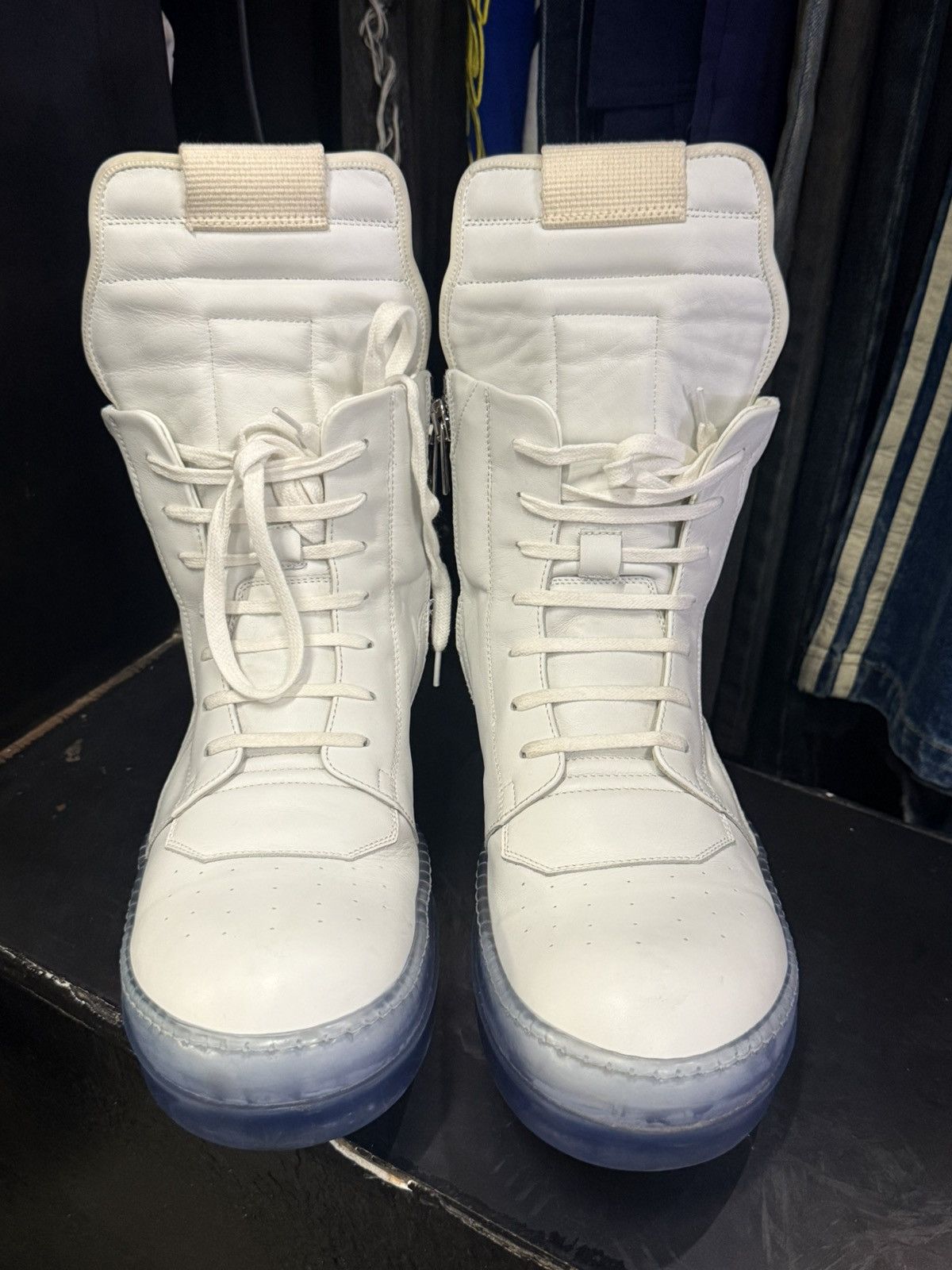 Rick Owens Rick owens geobasket chalk white blue transparent Size US 13 / EU 46 - 2 Thumbnail