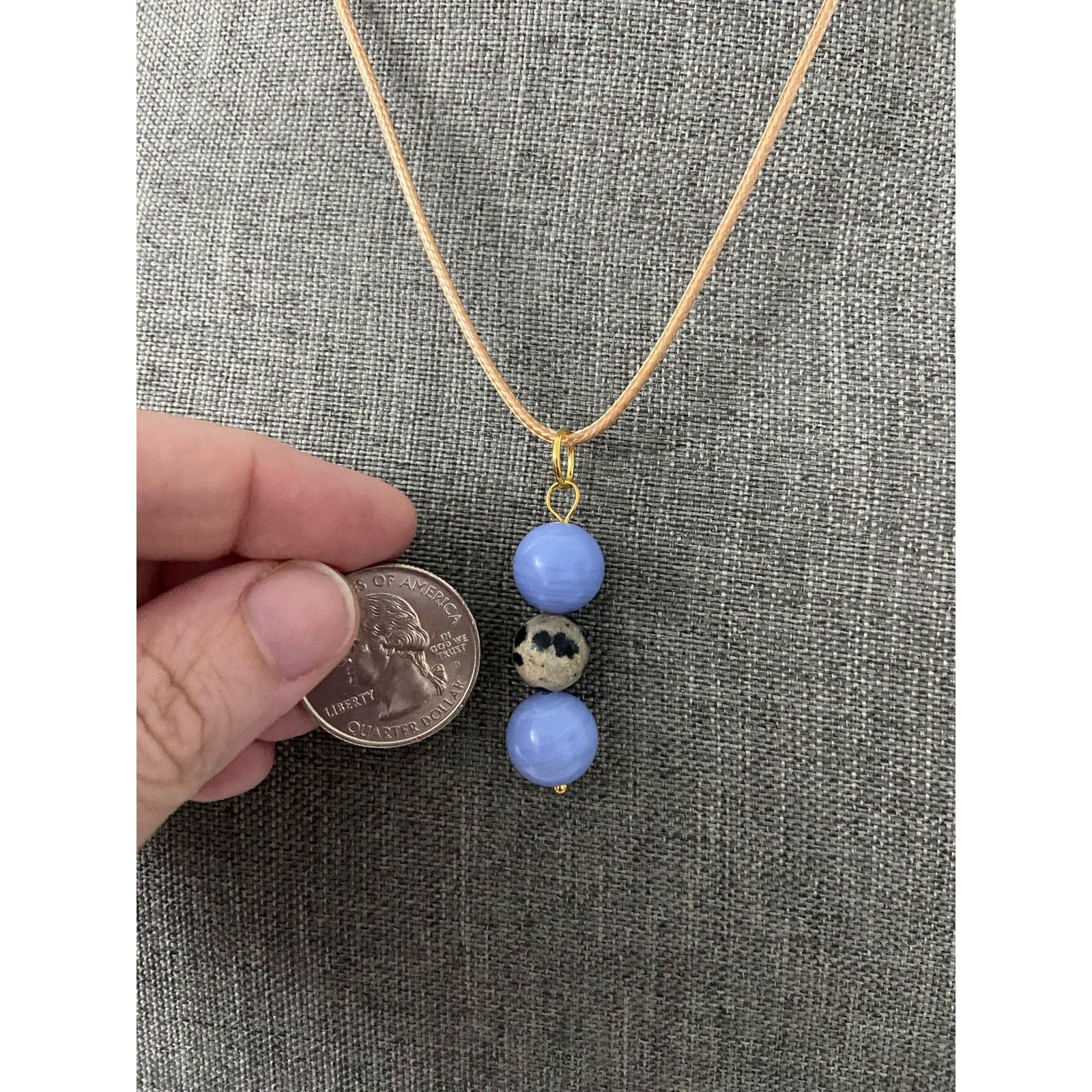 Handmade Spotted jasper and blue lace agate pendant necklace Size ONE SIZE - 2 Thumbnail