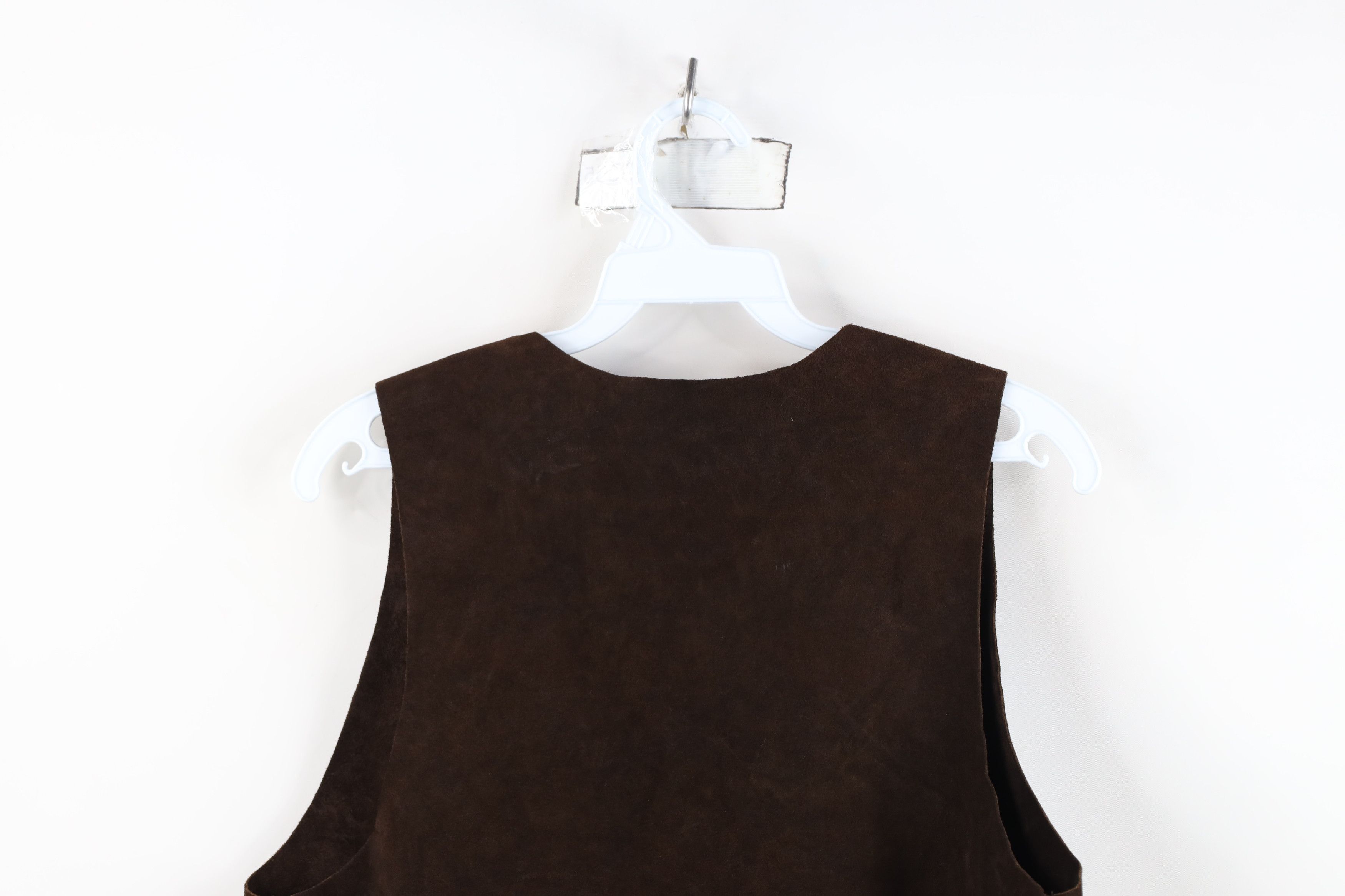Vintage Vintage 60s 70s Boho Chic Riveted Suede Leather Vest Size M / US 6-8 / IT 42-44 - 15 Thumbnail