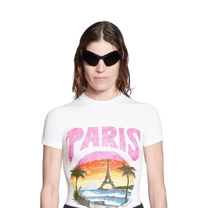 Balenciaga o1bcso1str0625 Paris Tropical T-Shirt Medium Fit Multicolor Size M / US 6-8 / IT 42-44 - 5 Thumbnail