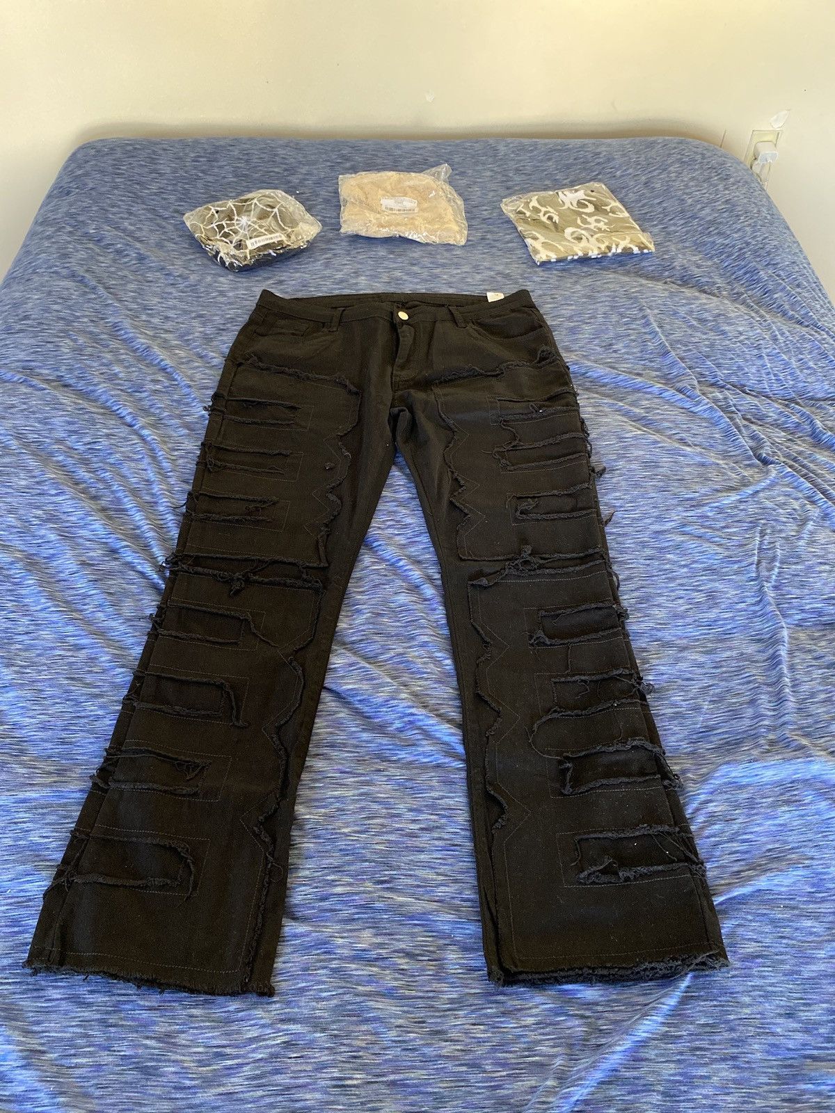 image of Stacked Flare Denim Pants in Black, Men's (Size 36)