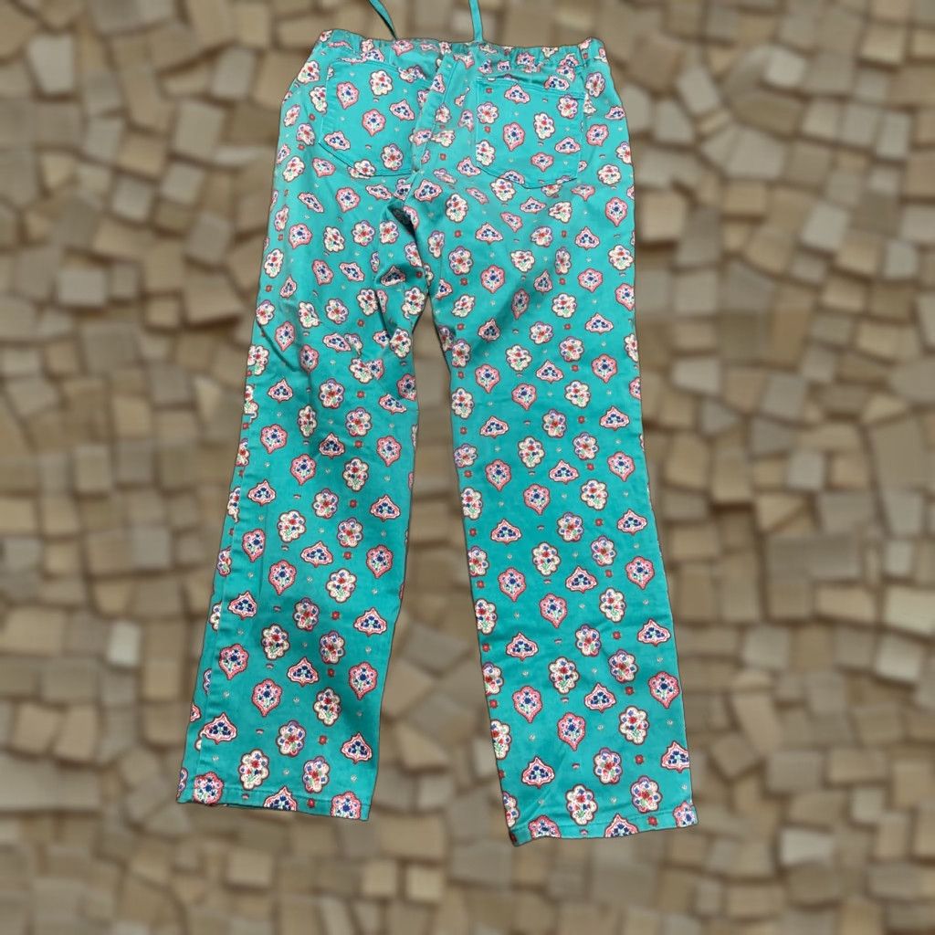 Uniqlo Uniqlo Pants Women's 12 Blue Pink Pull On Tie Waist Flat Front Ankle Straight Casual Dry Clean? (No, keep original): Size 34" / US 12 / IT 48 - 1 Thumbnail