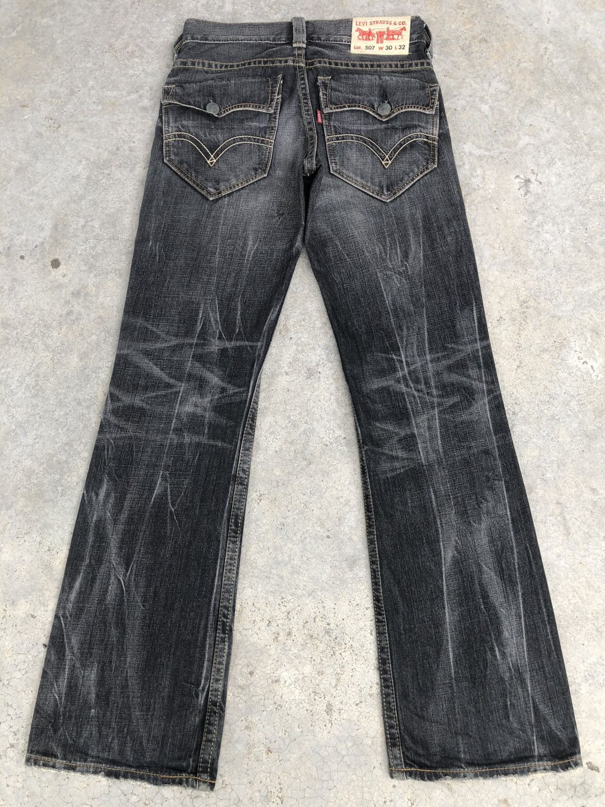 If Six Was Nine Levis 507 Flared Jeans Bootcut Distressed Denim Size US 30 / EU 46 - 1 Thumbnail
