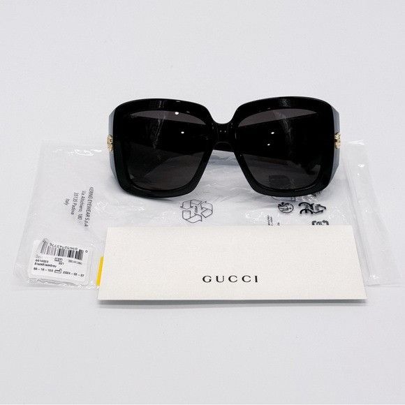 NEW GUCCI GG1402S 001 OVERSIZED WOMEN BLACK SUNGLASSES GUCCI Gucci Grey Ladies Square Sunglasses GG1402S 001 55  main image 4