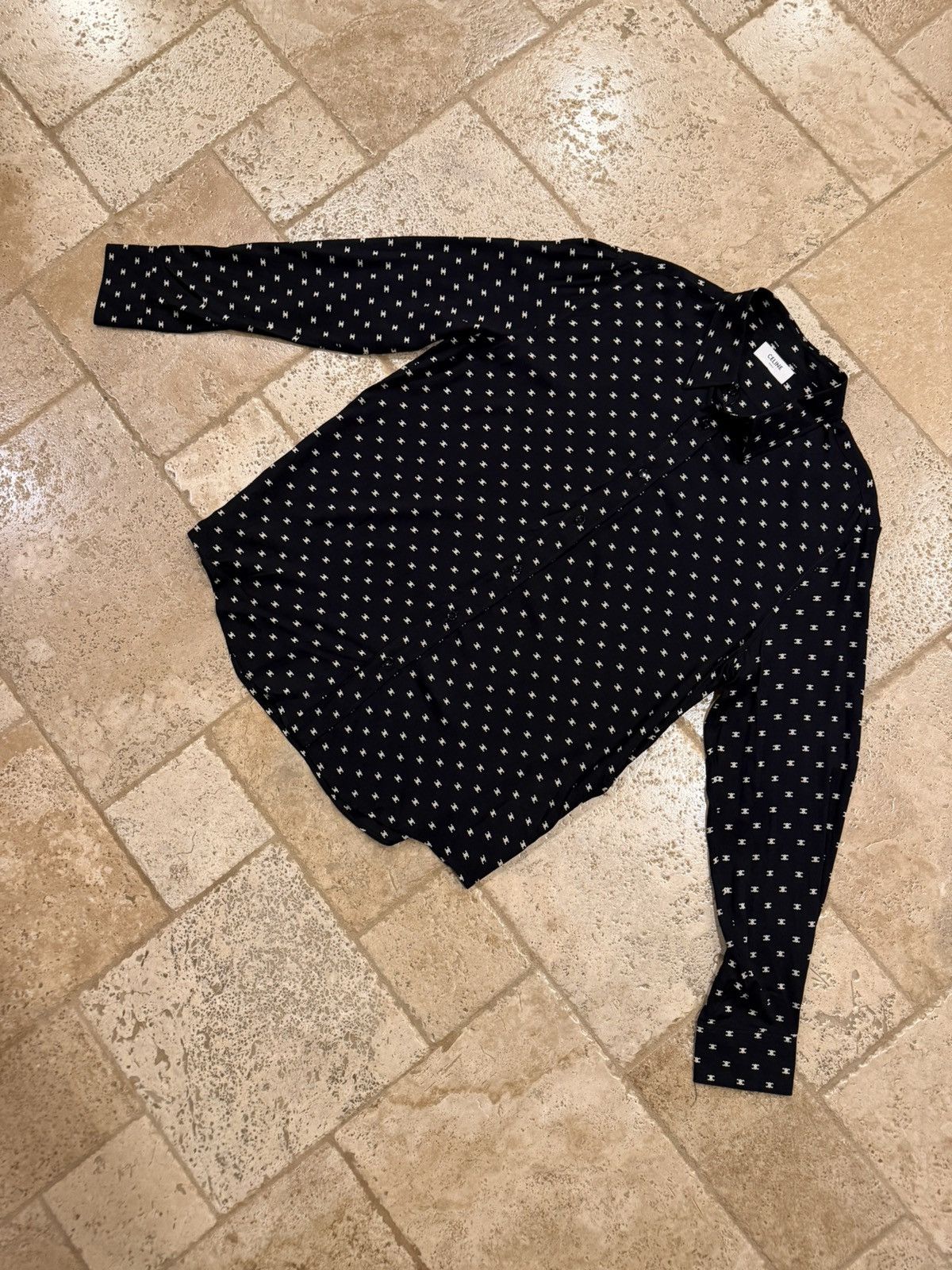 Celine Celine x Hedi Loose Viscoe Triomphe Logo Print Button Shirt Size US L / EU 52-54 / 3 - 4 Thumbnail