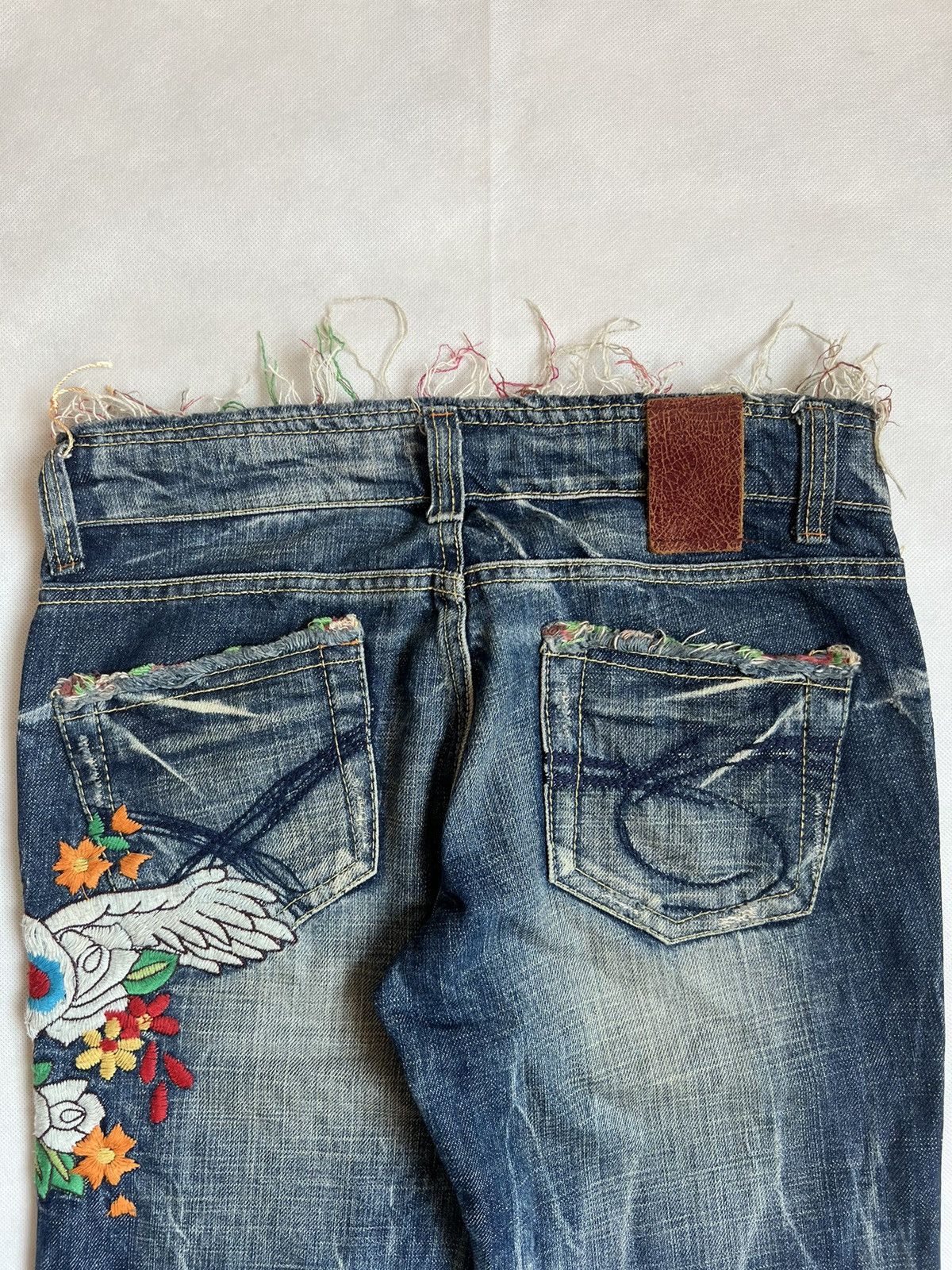 Japanese Brand Red Pepper Flare Denim Skulls Punk Washed Denim Size 30" / US 8 / IT 44 - 12 Thumbnail