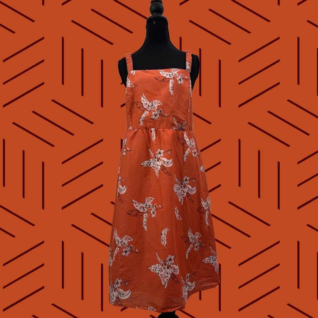 Rainbow Rainbow Orange Floral Midi Dress Cotton Sleeveless Women XL Size XL / US 12-14 / IT 48-50 - 1 Thumbnail