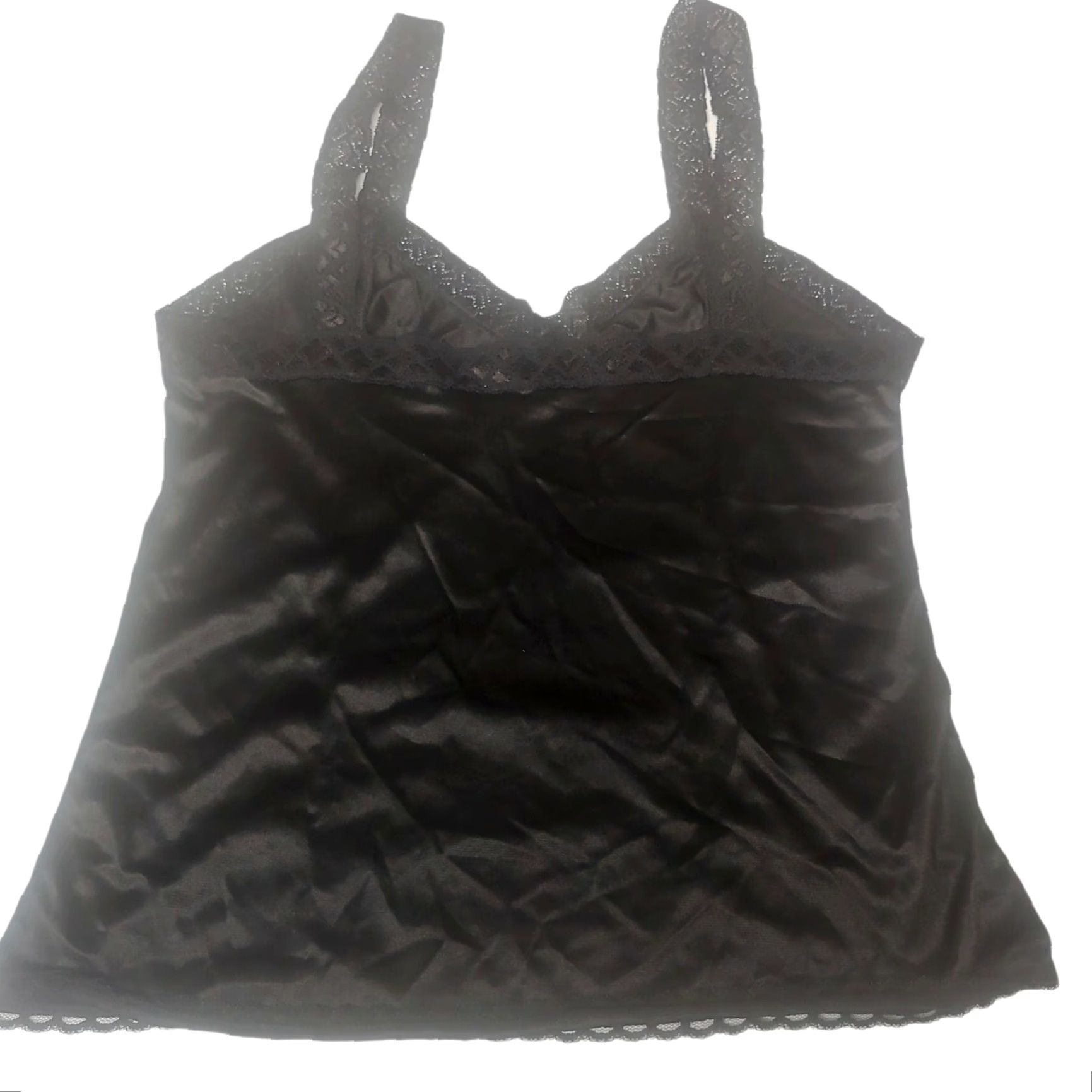 melin VINTAGE Mel-Lin Women's Camisole Lace Nylon Undershirt 1980s Black L Retro Cottagecore Size L / US 10 / IT 46 - 2 Thumbnail