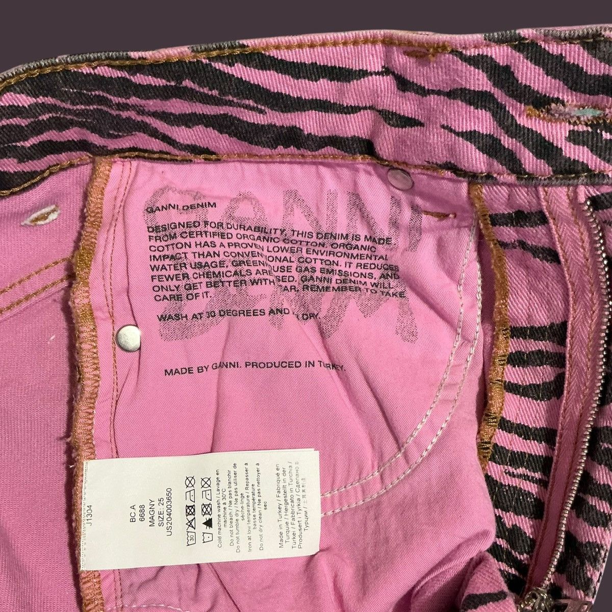 Ganni GANNI Pink Zebra Print Jeans Size 25" / US 0 / IT 36 - 6 Thumbnail