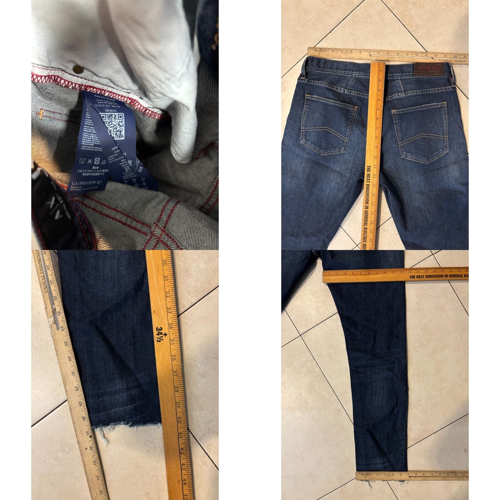 Armani Exchange Armani Exchange Jeans Men’s J13 Slim Fit Indigo Blue 31 31 in Denim Cotton Zip Button Slim Inseam 31 Dark City Logo USA Mens Size US 31 - 8 Thumbnail