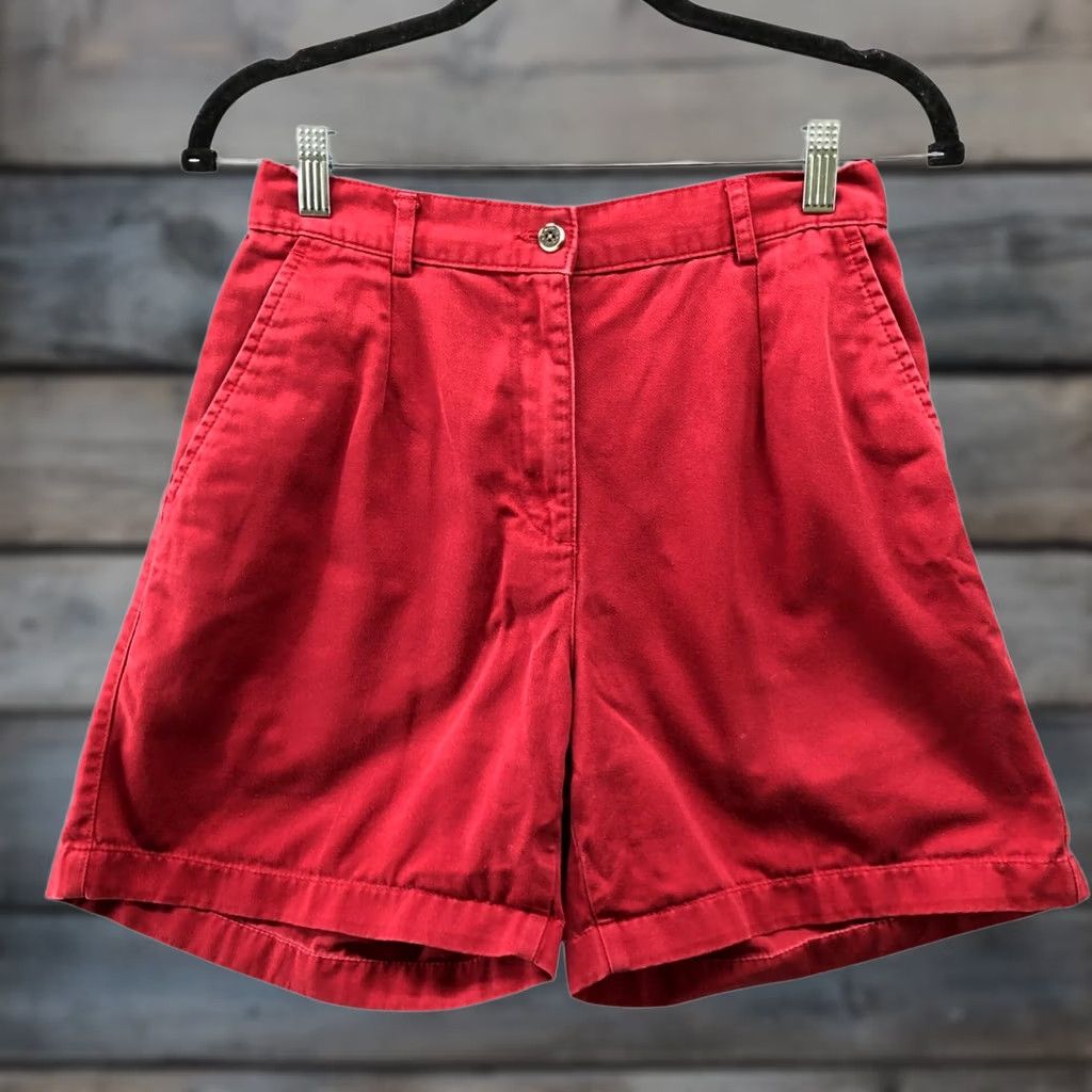Vintage VINTAGE L.L. Bean Chino Shorts Womens S Red High Waisted Pleated Front Relaxed Size 28" / US 6 / IT 42 - 1 Thumbnail