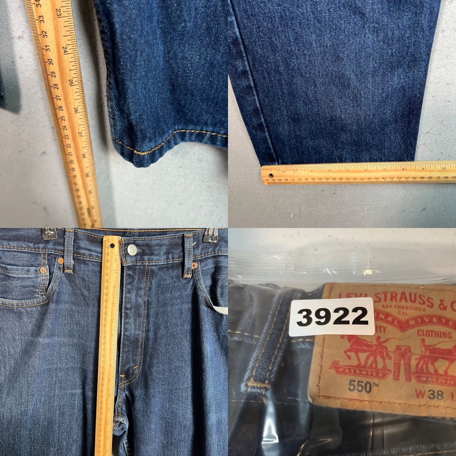Levi's Levis 550 Jeans Mens 38 x 29 Relaxed Tapered Denim Blue Cotton 5-Pocket Logo Modern Fit Pants Size US 38 / EU 54 - 8 Thumbnail