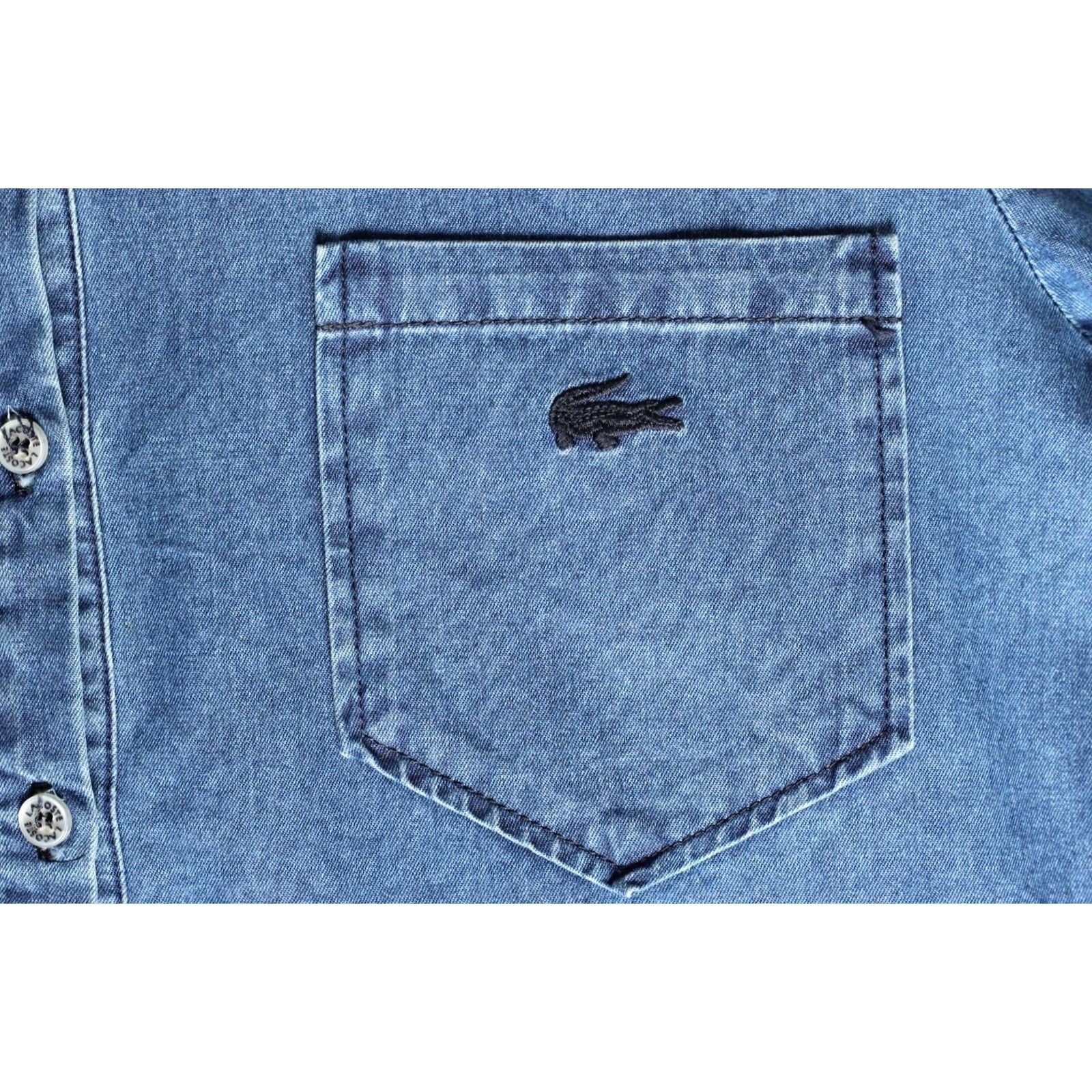 Lacoste LACOSTE Denim Dress Shirt Women 34 Long Sleeve VR2874 Size XXS / US 00 / IT 34 - 4 Thumbnail