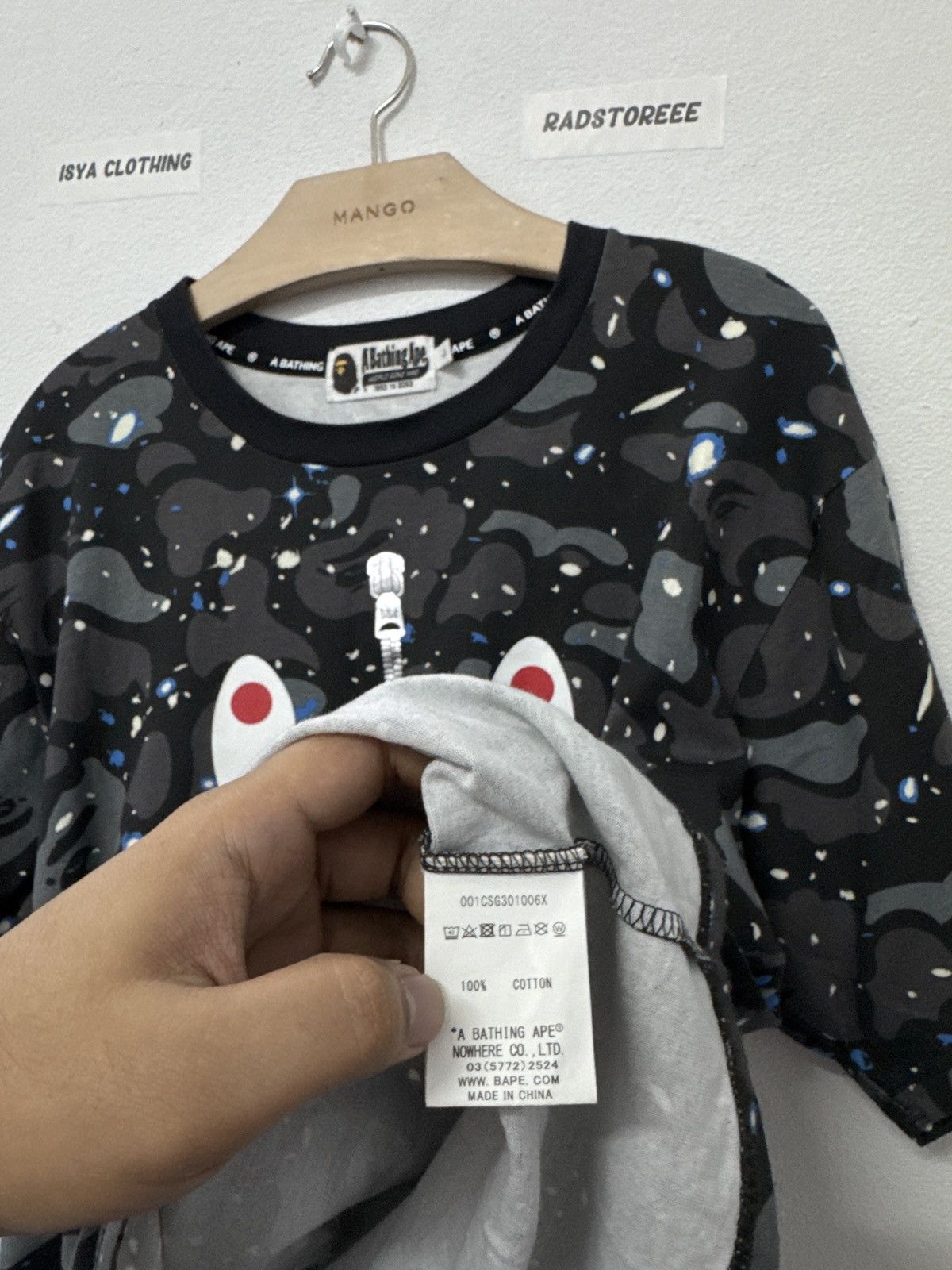 Bape A Bathing Ape Shark Glow In the Dark Tee Size US L / EU 52-54 / 3 - 5 Thumbnail