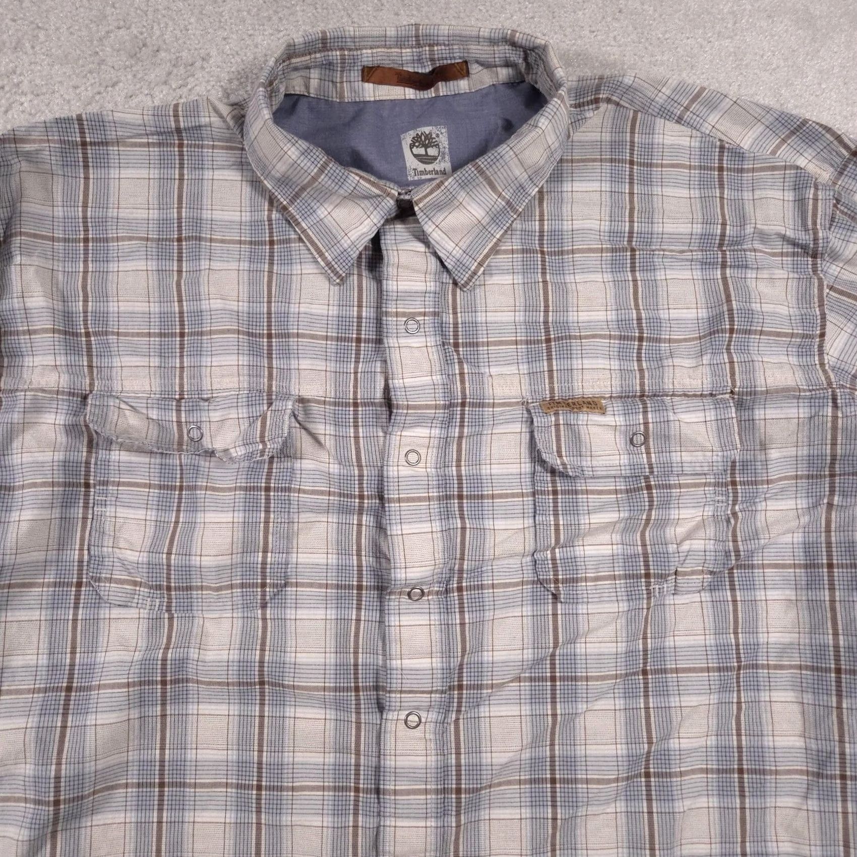 Timberland Timberland Shirt Mens 2XL XXL Blue Brown Plaid Button Up Long Sleeve Outdoor Size US XXL / EU 58 / 5 - 3 Thumbnail