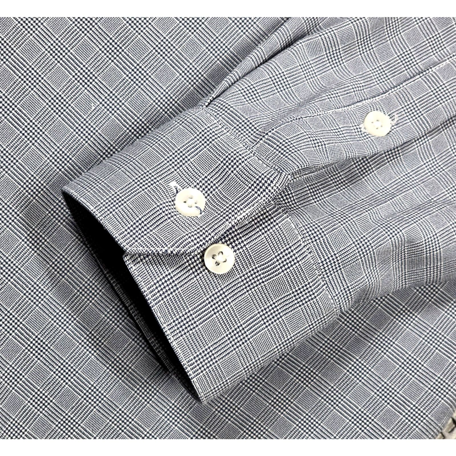 Mizzen+Main Mizzen+Main Leeward Performance Shirt 2XL Trim Fit Gray Blue Plaid Houndstooth Long Sleeve Button-Up Mens Shirt Range: 2XL, Color: Blue Size US XXL / EU 58 / 5 - 6 Thumbnail