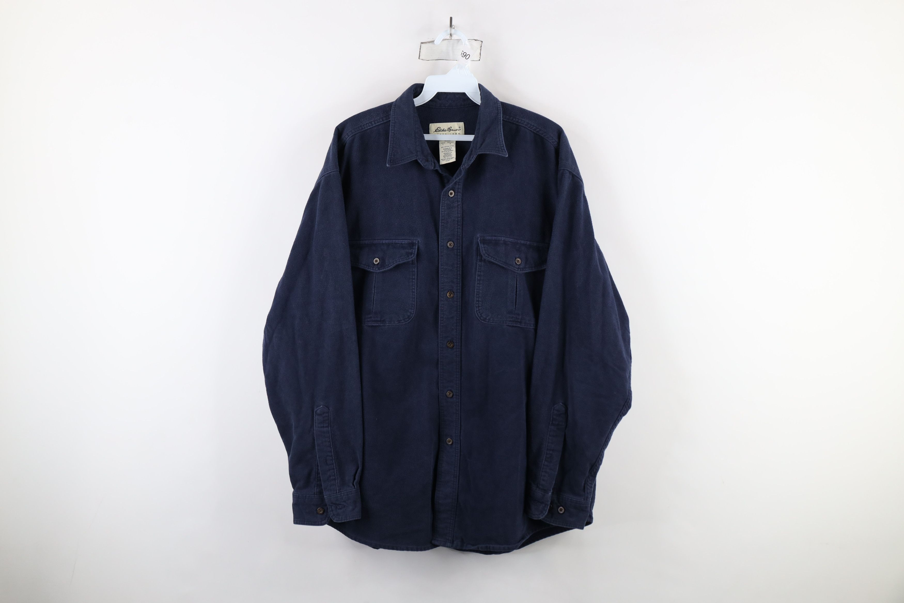 Eddie Bauer Vintage 90s Eddie Bauer Cloth Collared Button Shirt Blue Size US L / EU 52-54 / 3 - 1 Thumbnail