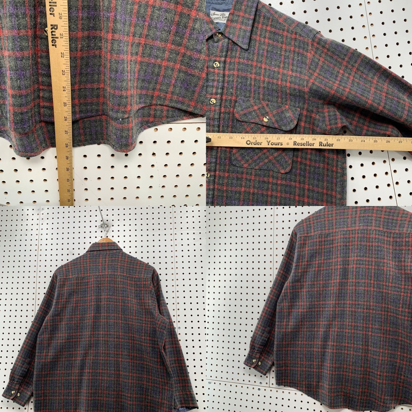 Sears VINTAGE Sears Roebuck Wool Flannel Shirt Mens L Red Gray Plaid Size US L / EU 52-54 / 3 - 9 Thumbnail
