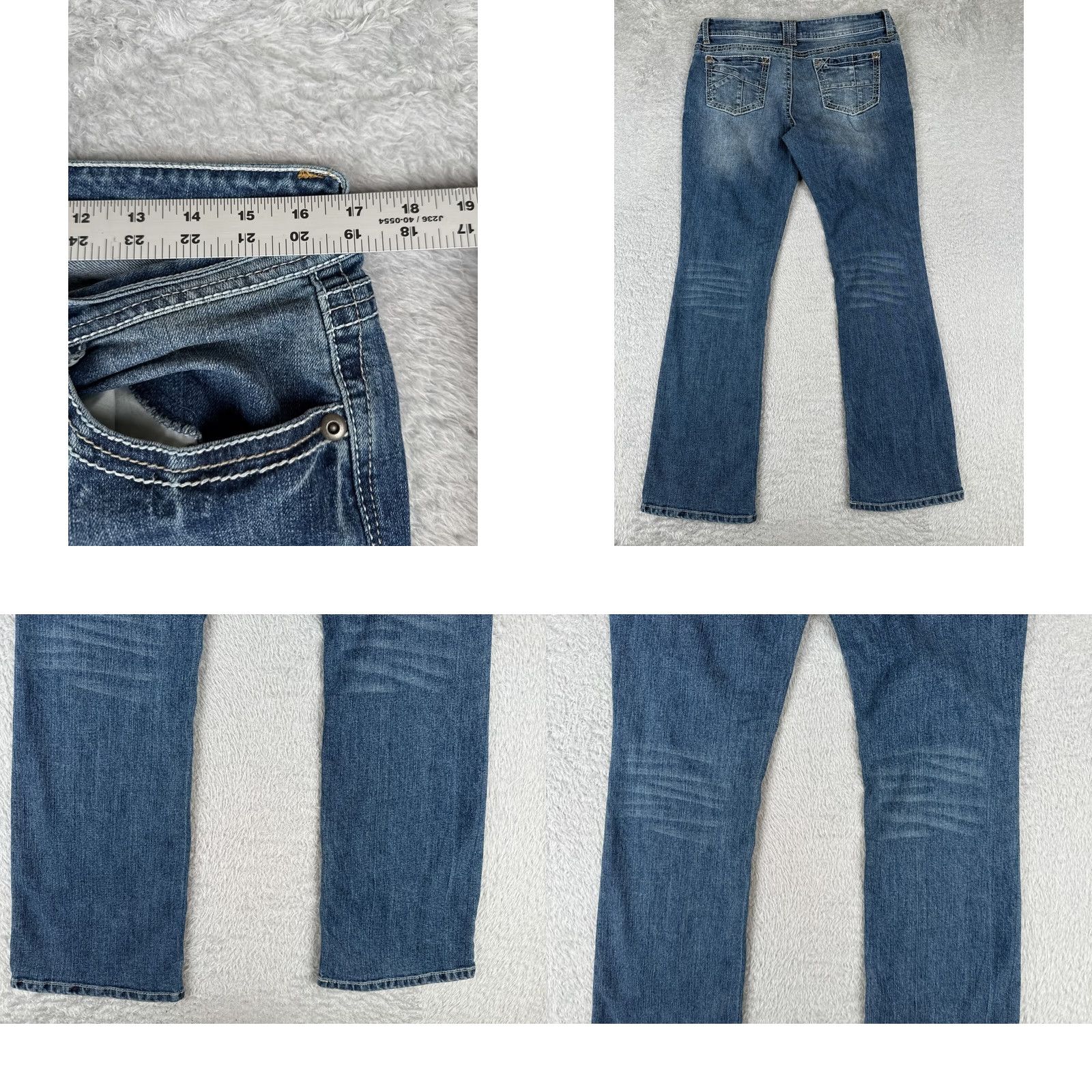Vintage No Boundaries Jeans Juniors 7 Blue Denim Bootcut Low Rise Cotton Embellish 26x30 Womens Jeans Menus? Size 28" / US 6 / IT 42 - 9 Thumbnail