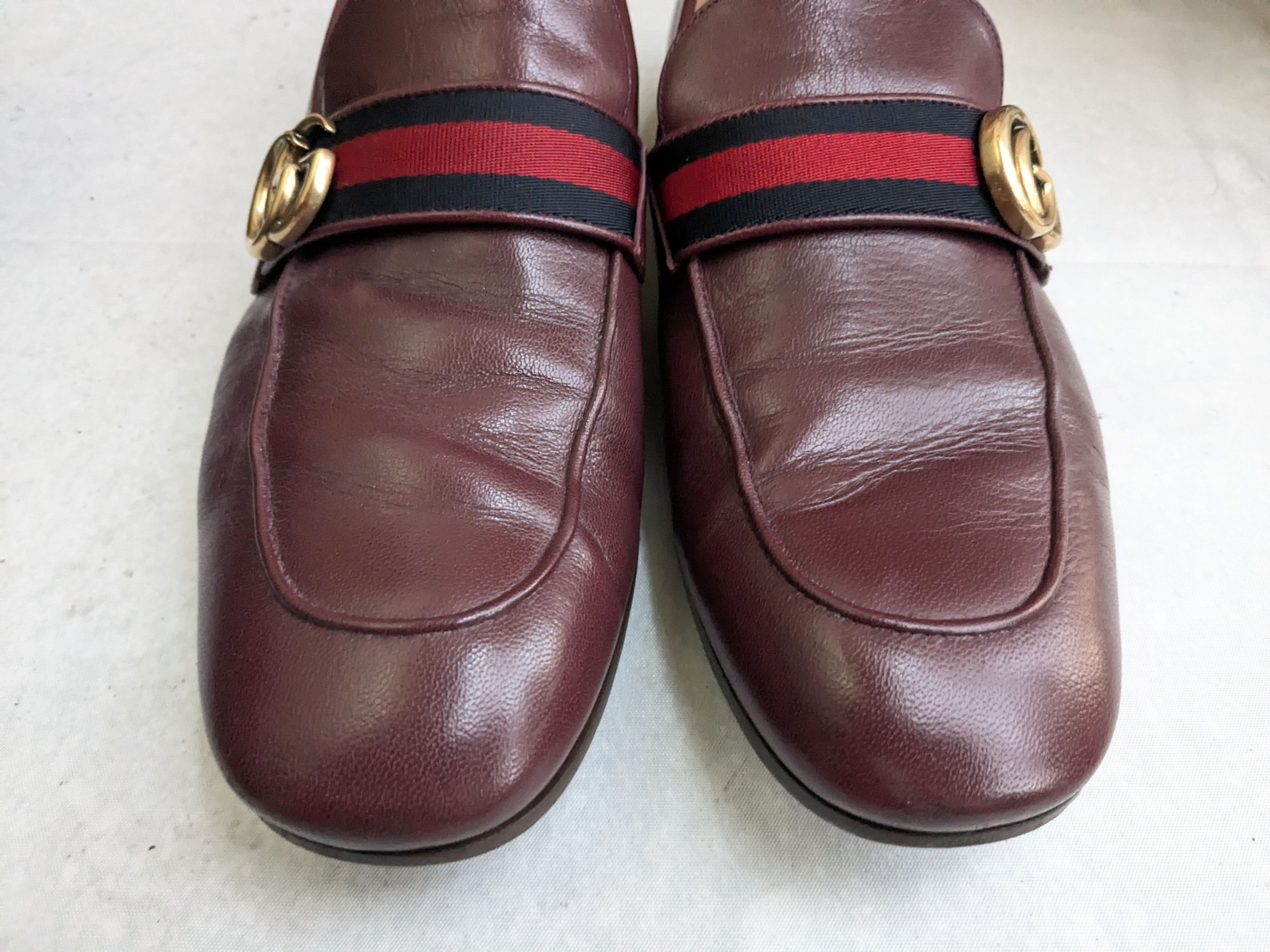 Gucci Gucci Loafers Burgundy 10 Leather Web GG Size US 10 / EU 43 - 4 Thumbnail