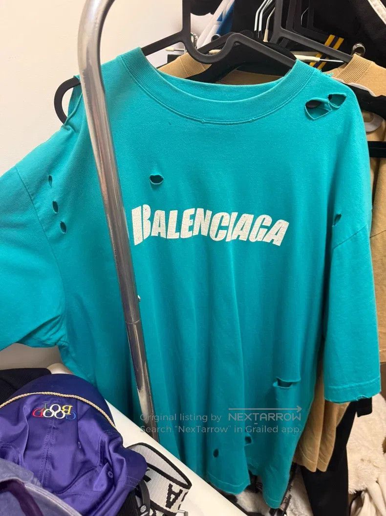 Balenciaga Balenciaga Lake blue distressed short-sleeve Size US XXS / EU 40 - 2 Thumbnail