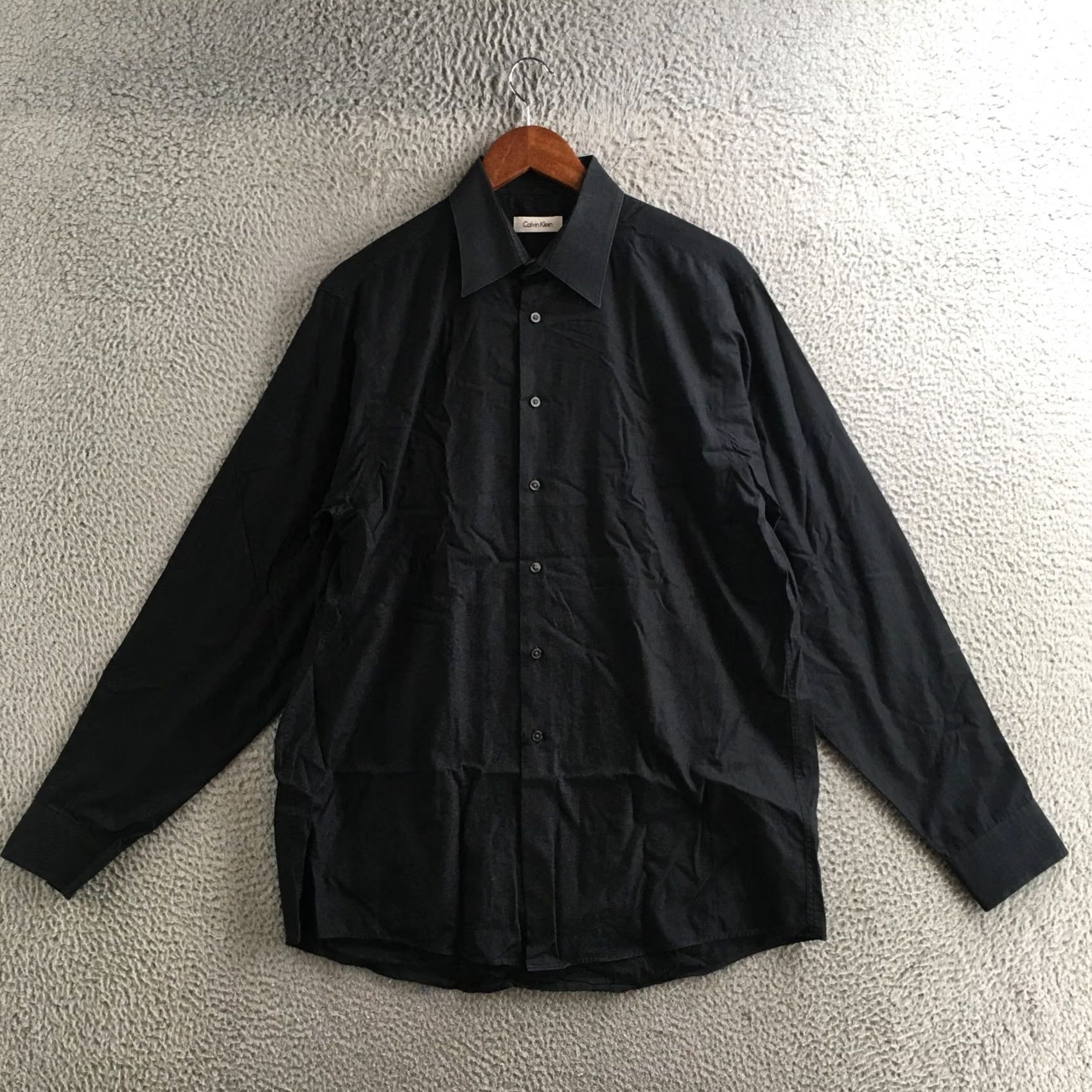 Calvin Klein Calvin Klein Shirt Mens 16 Black Button Down Long Sleeve Dress Formal Shirt Size 42R - 2 Thumbnail