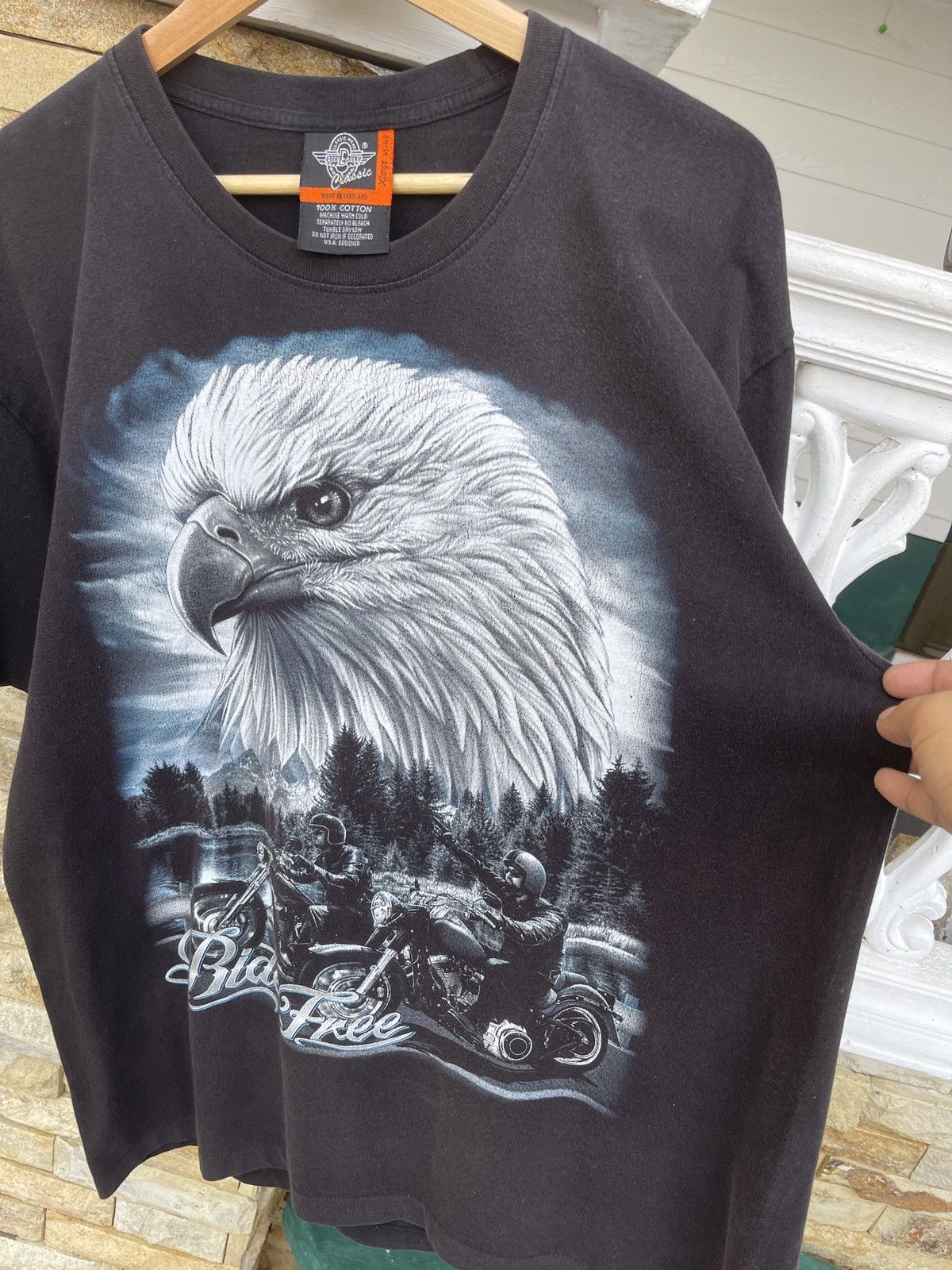 Harley Davidson Last Drop🔥Vtg Motorcycle Eagle Live To Ride Faded T-Shirt Size US XL / EU 56 / 4 - 5 Thumbnail