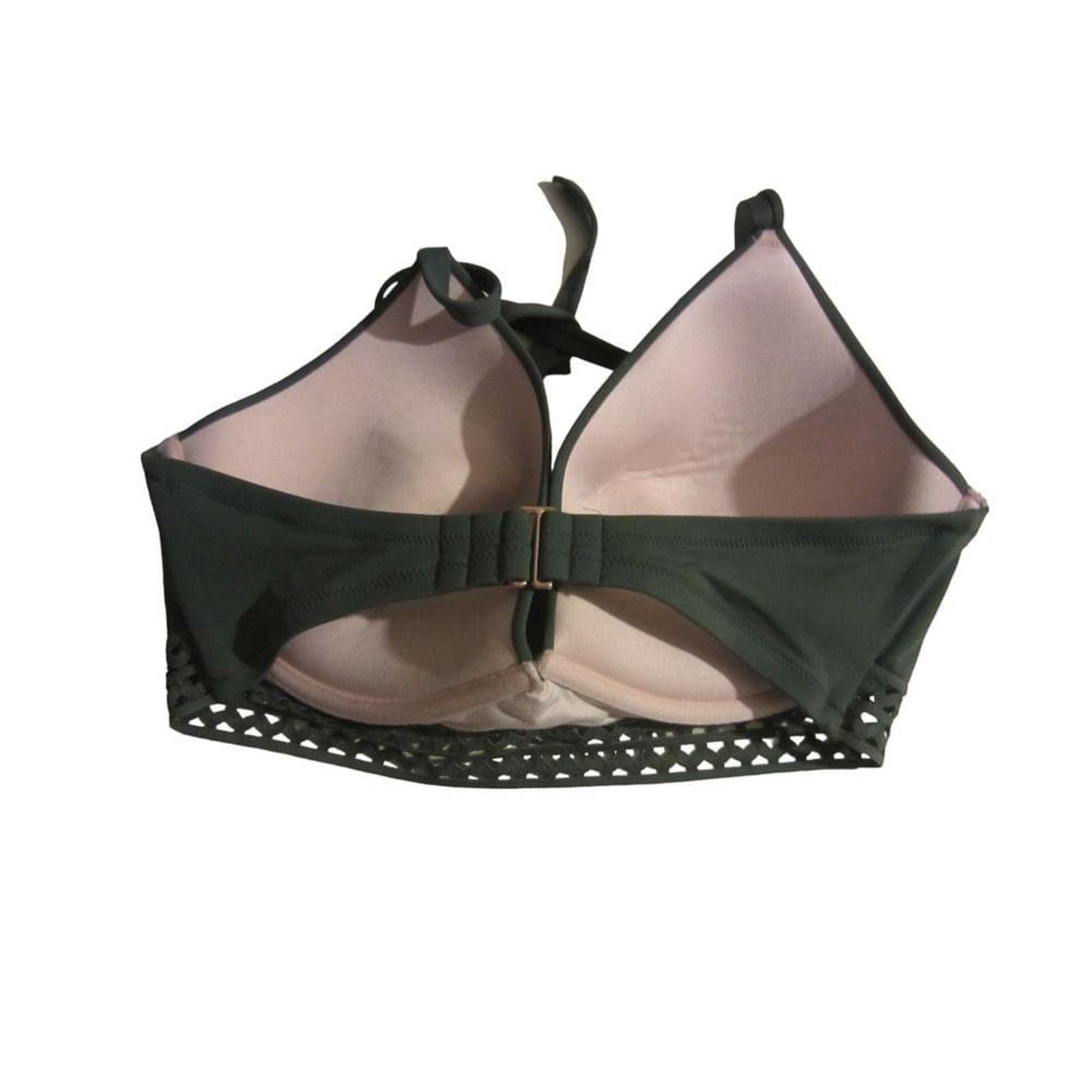 Other Swim Luxe Olive Green Halter Bikini Top Shade & Shore 38DD Size ONE SIZE - 7 Thumbnail