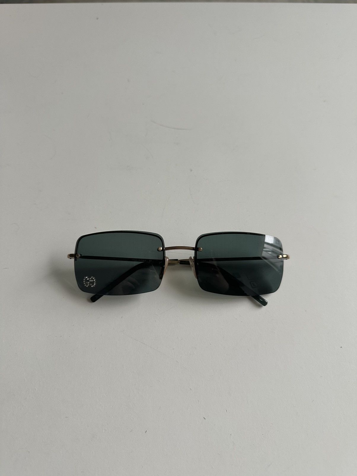 小物 GUCCI rimless linestone sunglasses y2k Vintage Gucci Rimless Rhinestone Logo strass Y2K Sunglasses