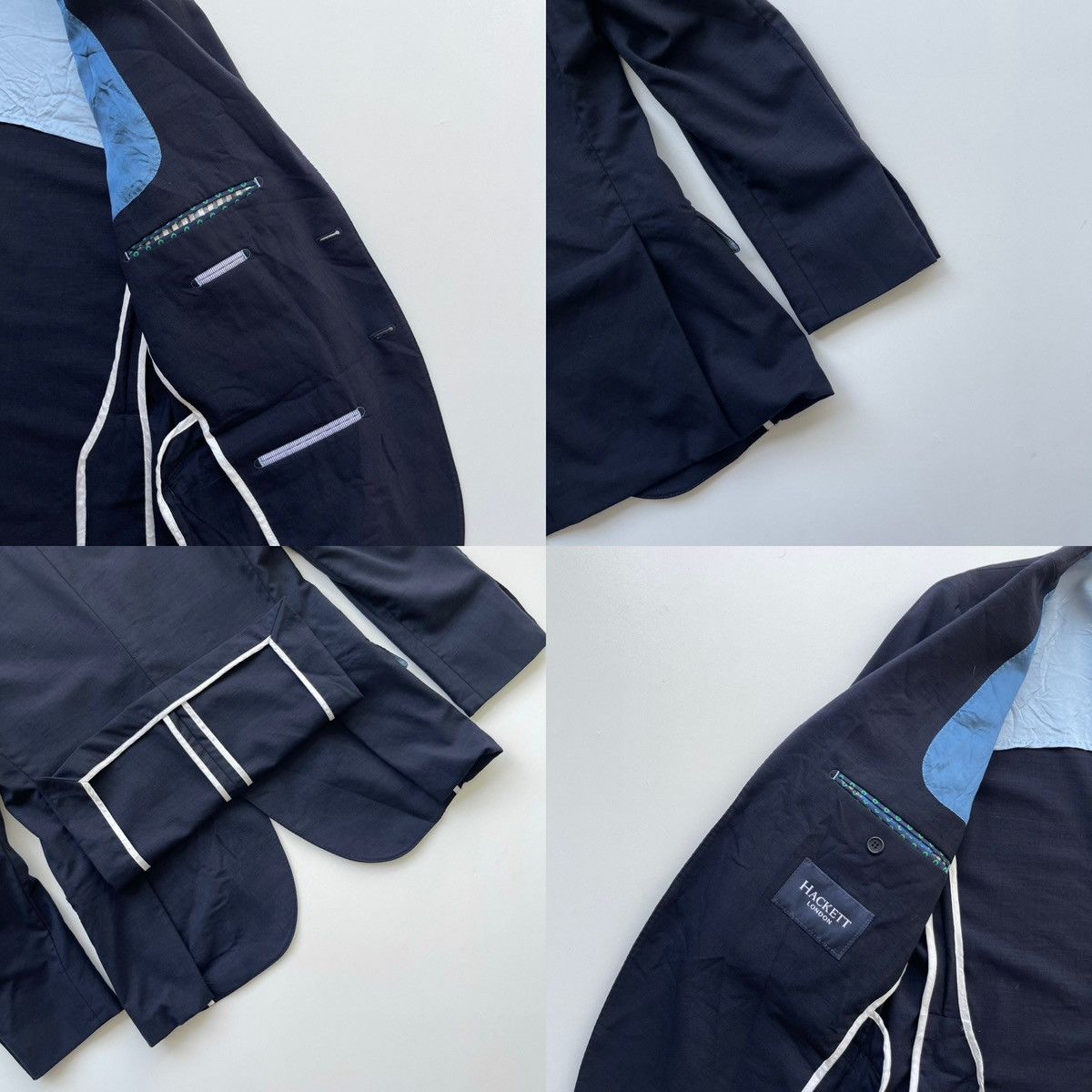Hackett Hackett London Wool Blend Hopsack Two-Button Blazer Navy Size 48R - 9 Thumbnail