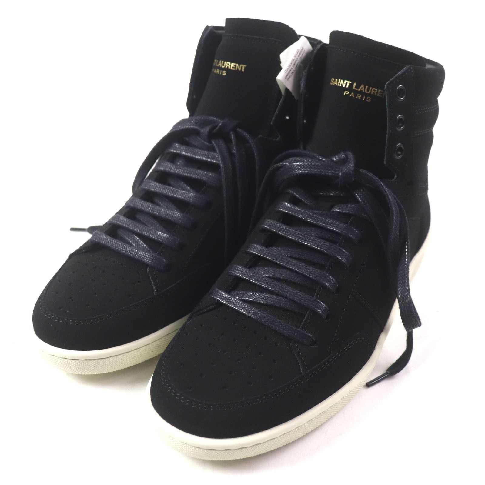 YVES Saint Laurent Paris Sl/10H Suede Leather High Cut Sneakers Suede Shoes 418026 in Black, Men's