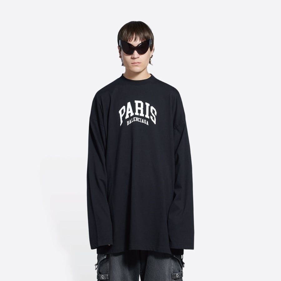 Balenciaga o1srvl11e1124 Unisex Cities Paris Long Sleeve T- Shirt Size US XL / EU 56 / 4 - 1 Thumbnail