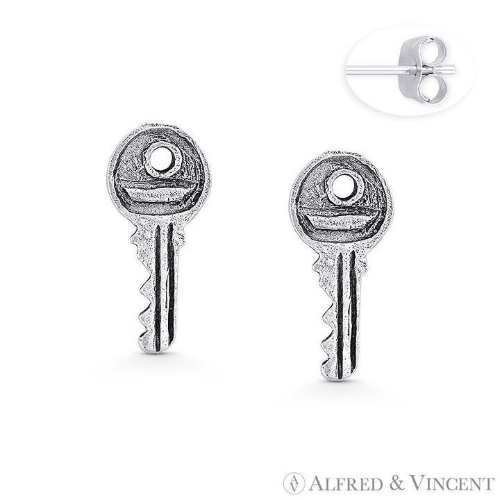 Other Rustic Door Key Charm Stud Earrings in .925 Sterling Silver Size ONE SIZE - 1 Preview