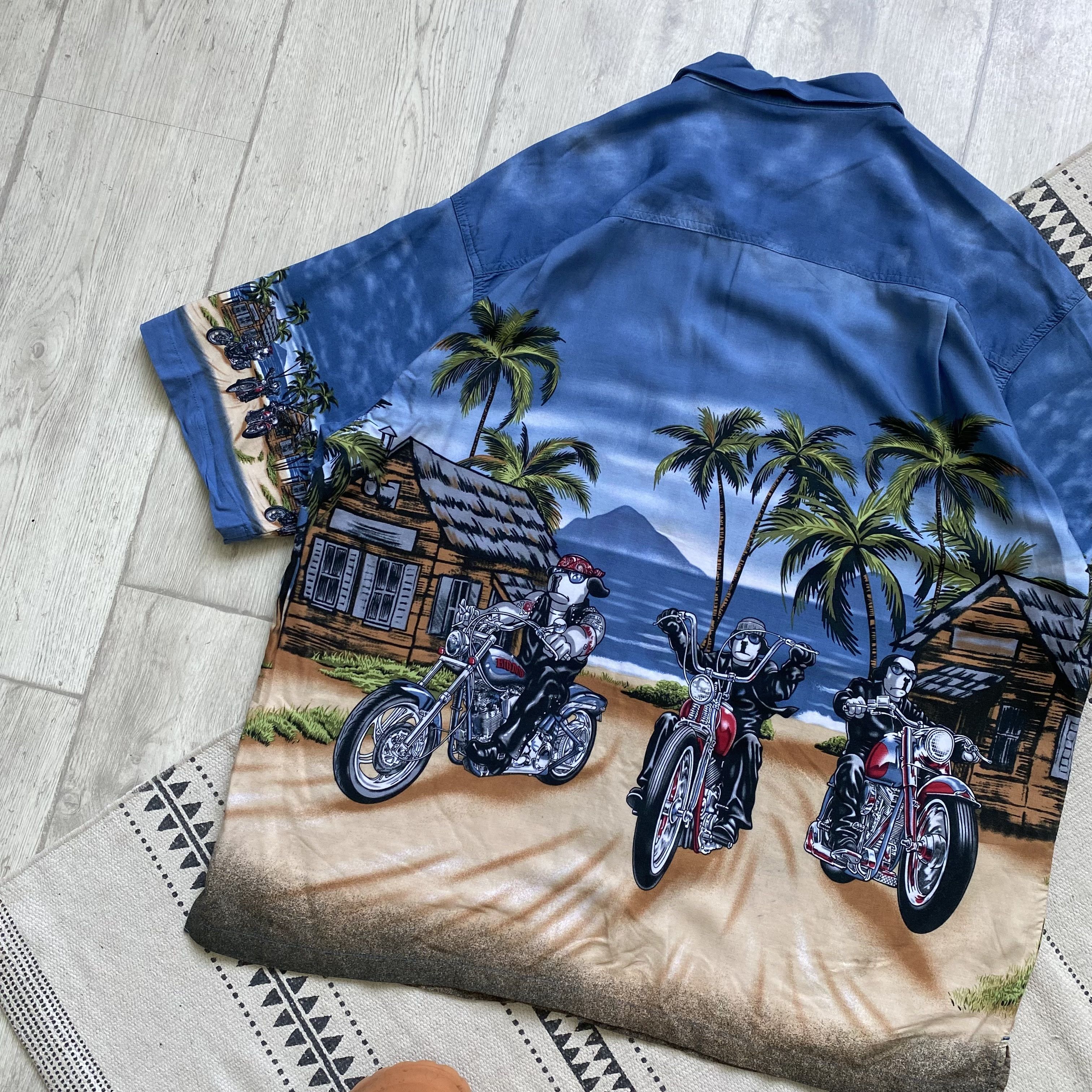Harley Davidson 🏝️ Vintage Big Dog Biker Hawaiian Shirt Y2K Harley Davidson Size US L / EU 52-54 / 3 - 7 Thumbnail