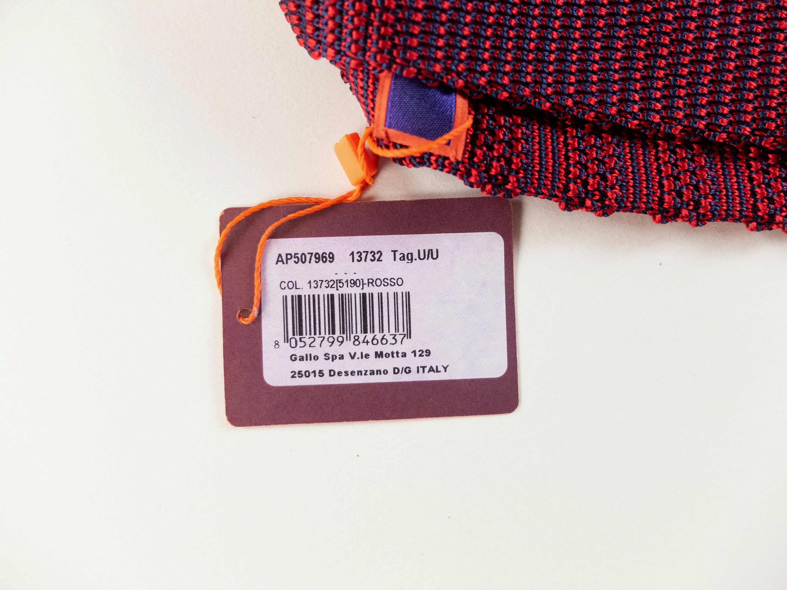 Other GALLO red knit skinny silk tie NWT Made in Italy Size ONE SIZE - 3 Thumbnail