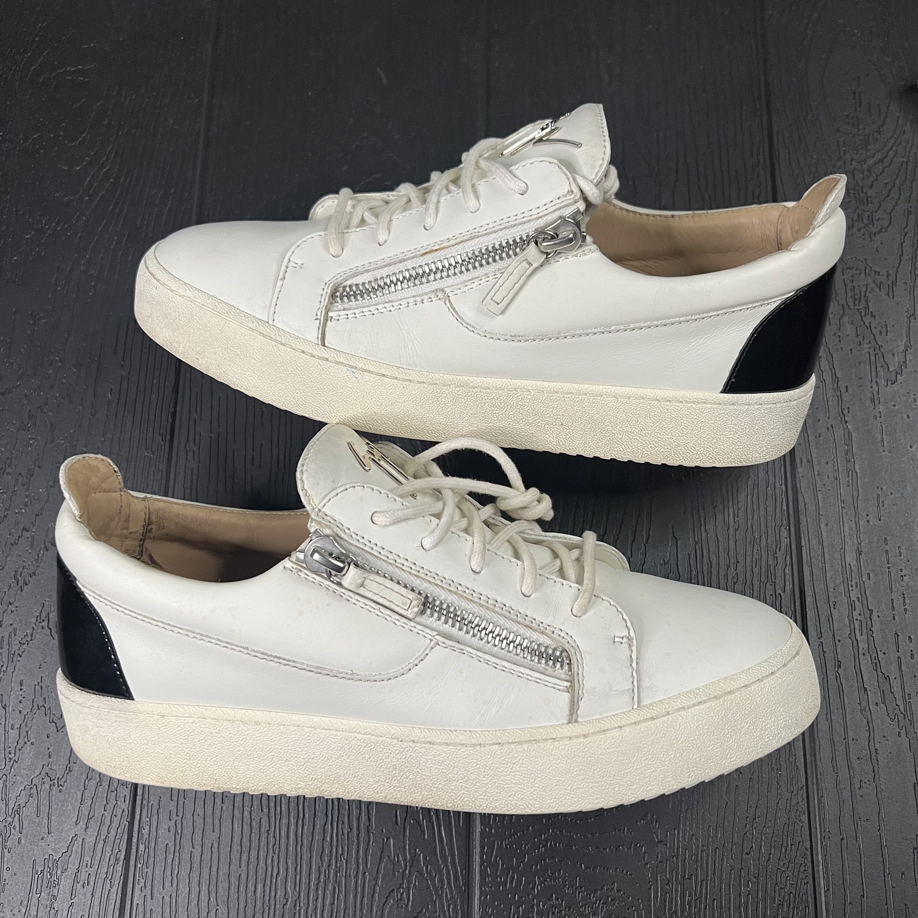 Giuseppe Zanotti Giuseppe Zanotti Double Zip Low Top Sneaker White Black Size US 11 / EU 44 - 2 Thumbnail