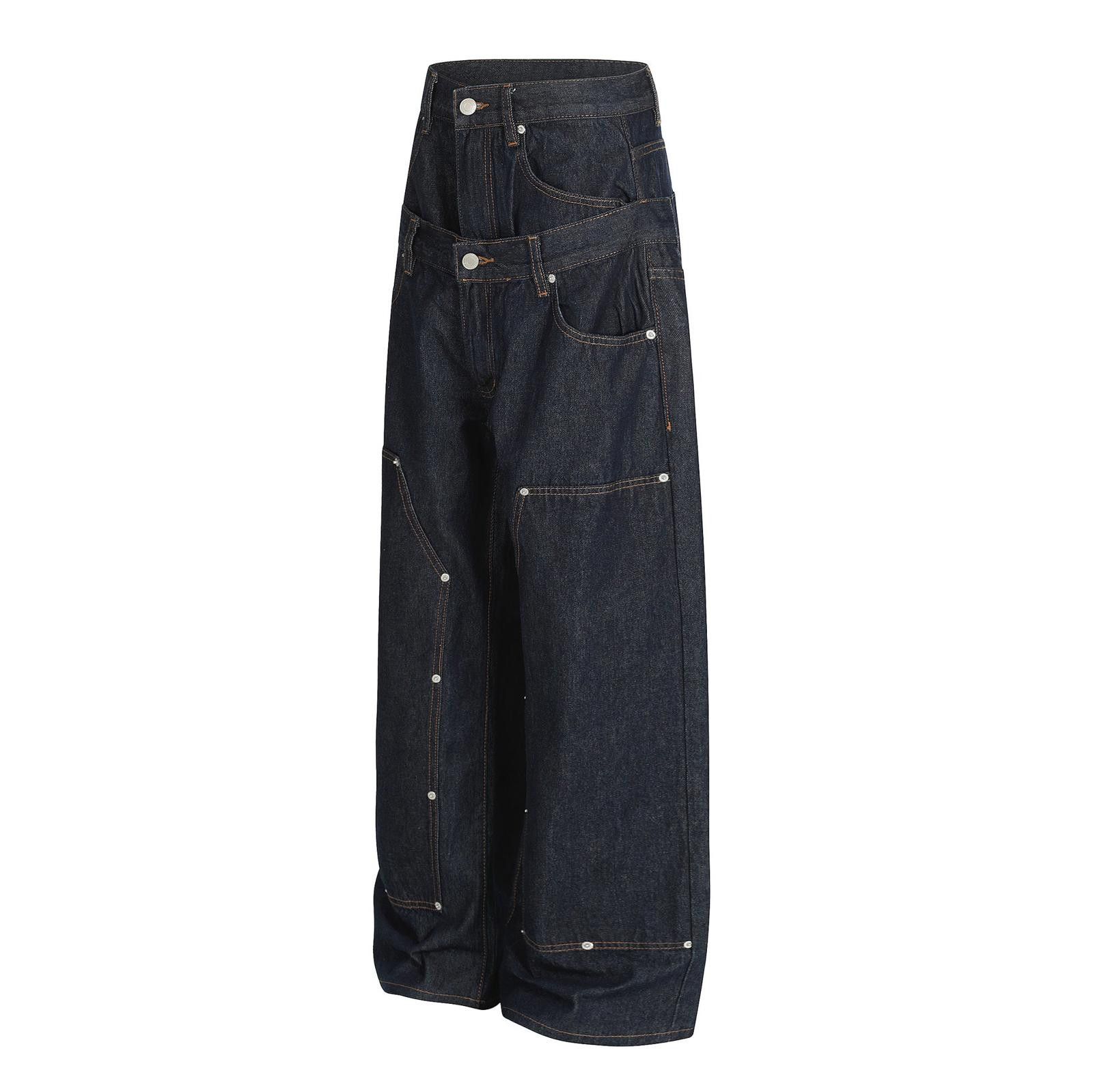 Vintage Double Waist Wide Leg Raw Denim Jeans Size US 30 / EU 46 - 6 Thumbnail