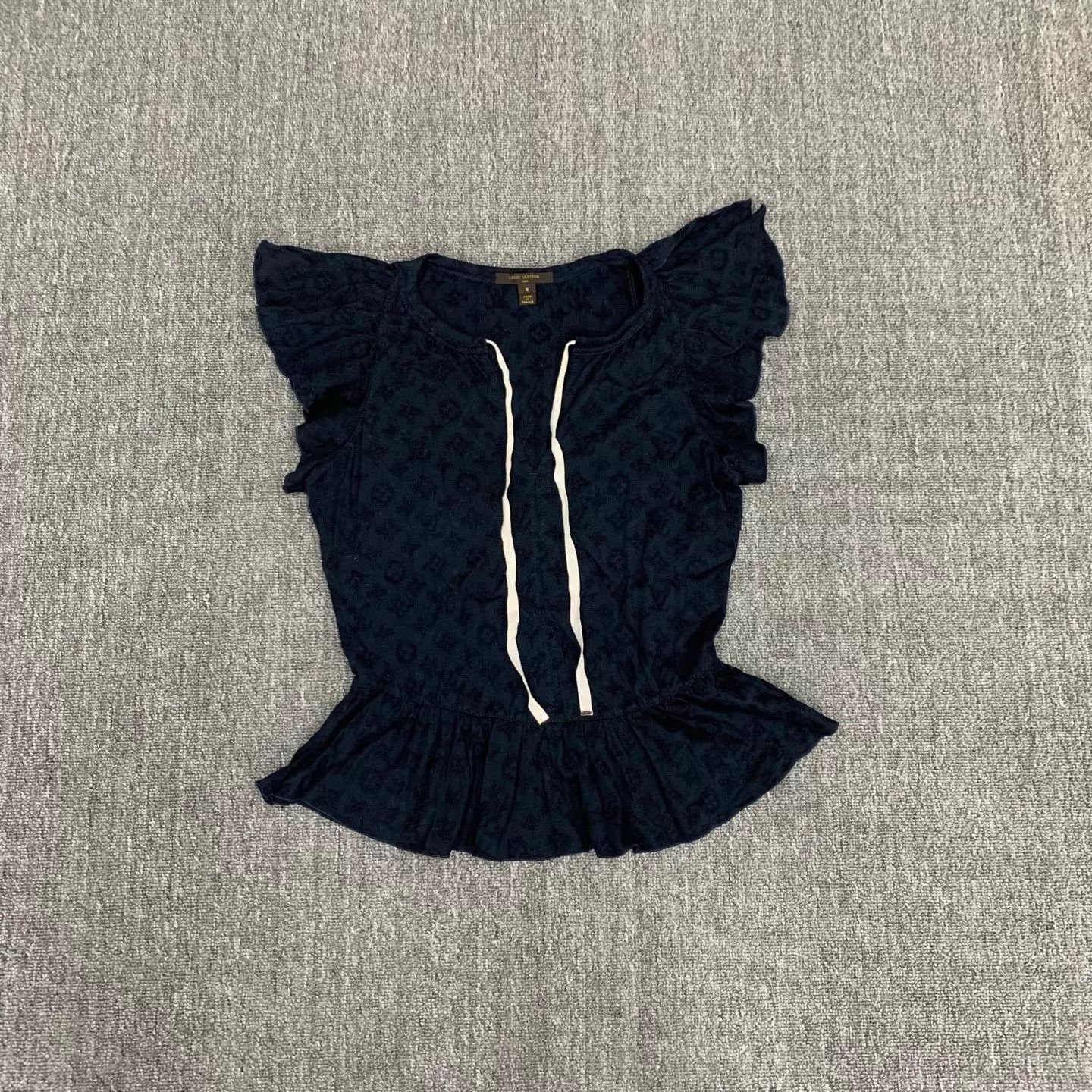 Louis Vuitton LV Navy Blue Allover Knit Short Sleeve M S 95 New Size S / US 4 / IT 40 - 1 Thumbnail