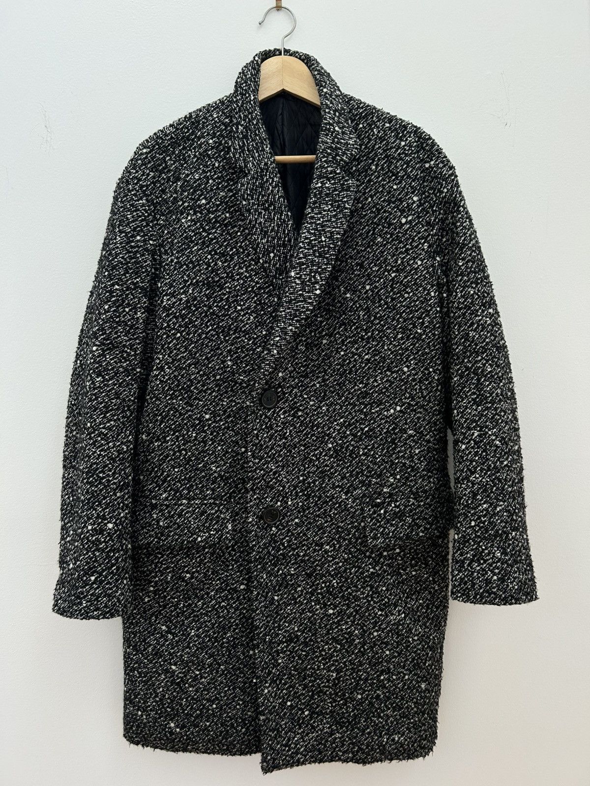 PLAC PLAC Boucle Wool Double Breasted Topcoat Overcoat Sz 48 / M Size US M / EU 48-50 / 2 - 1 Thumbnail