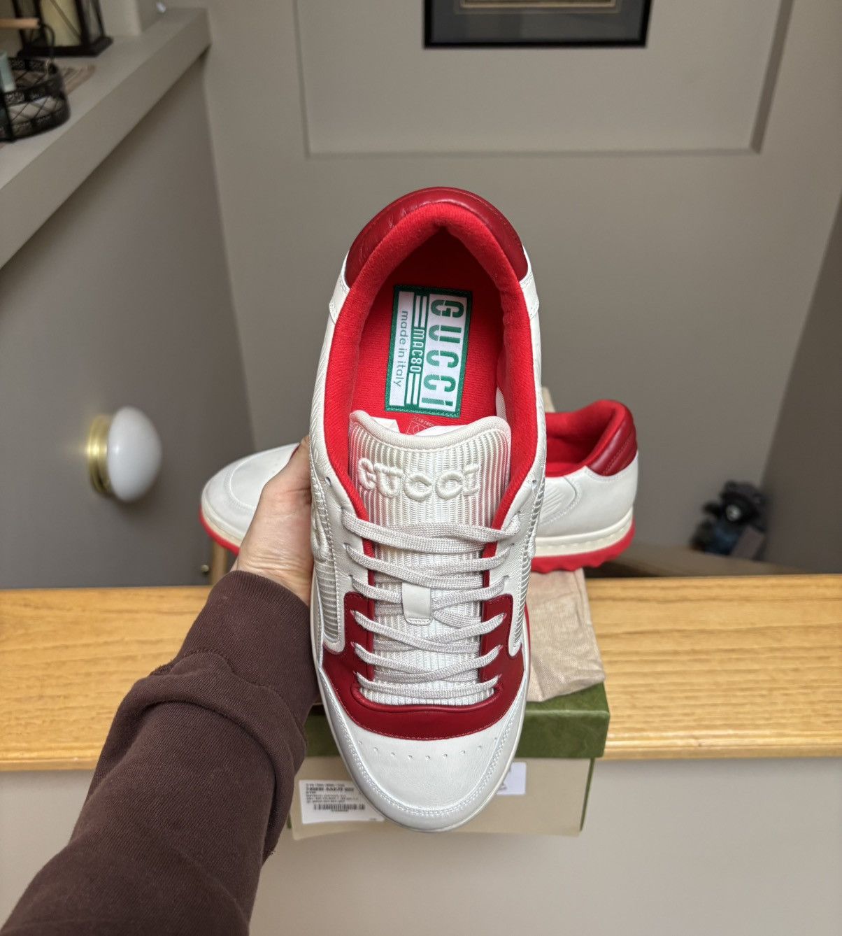 Gucci Gucci White & Red MAC80 Trainer / Sneaker Size US 12 / EU 45 - 6 Thumbnail