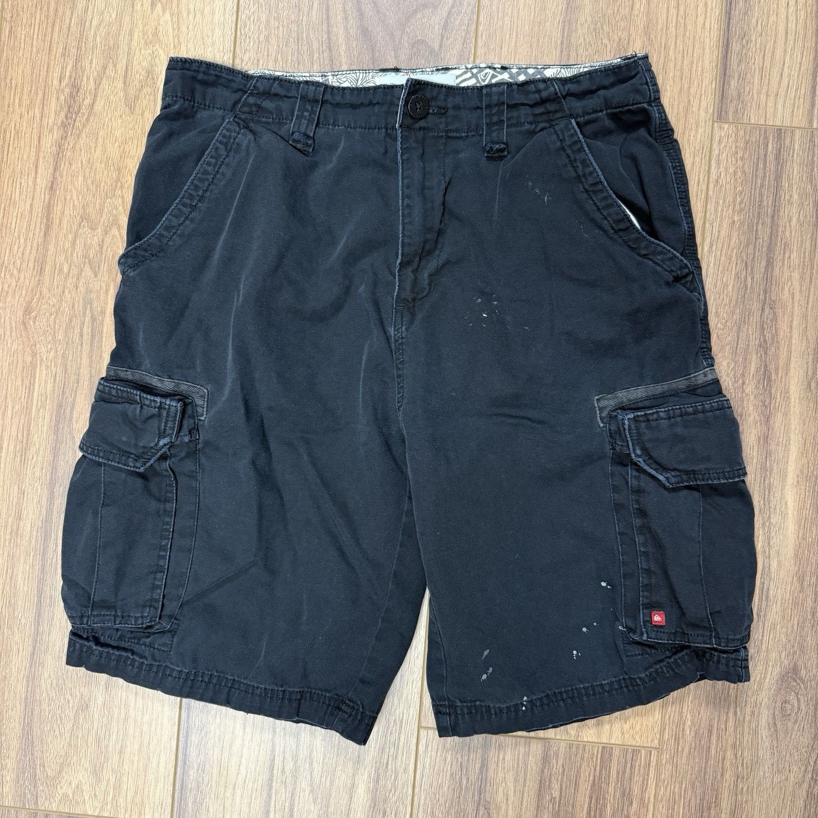 Quiksilver Edition Cargo Shorts Mens 32 Black Y2K Streetwear