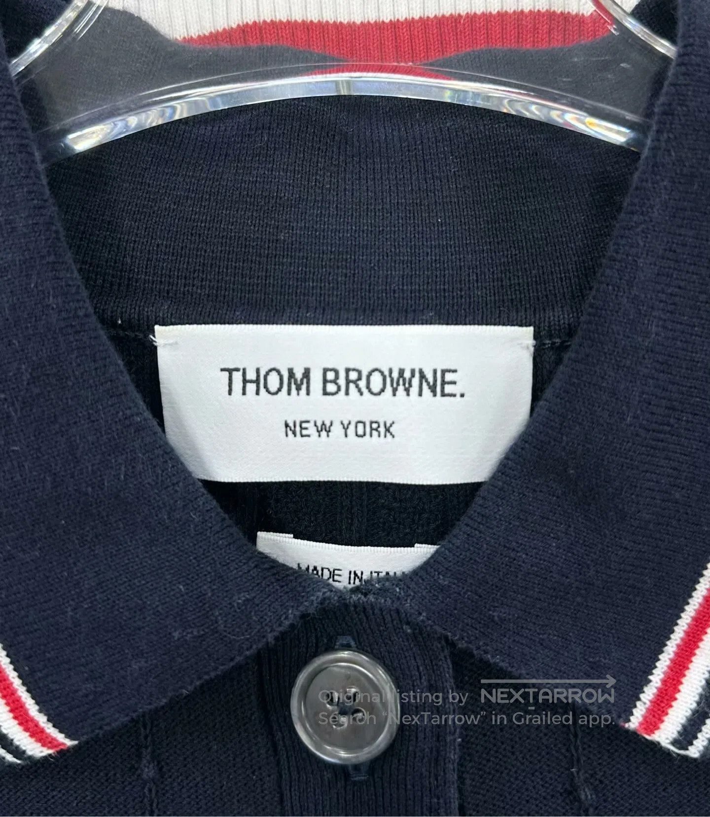 Thom Browne Thom Browne Dark Blue Striped Polo Neck Knit Cardigan| Size M / US 6-8 / IT 42-44 - 3 Thumbnail