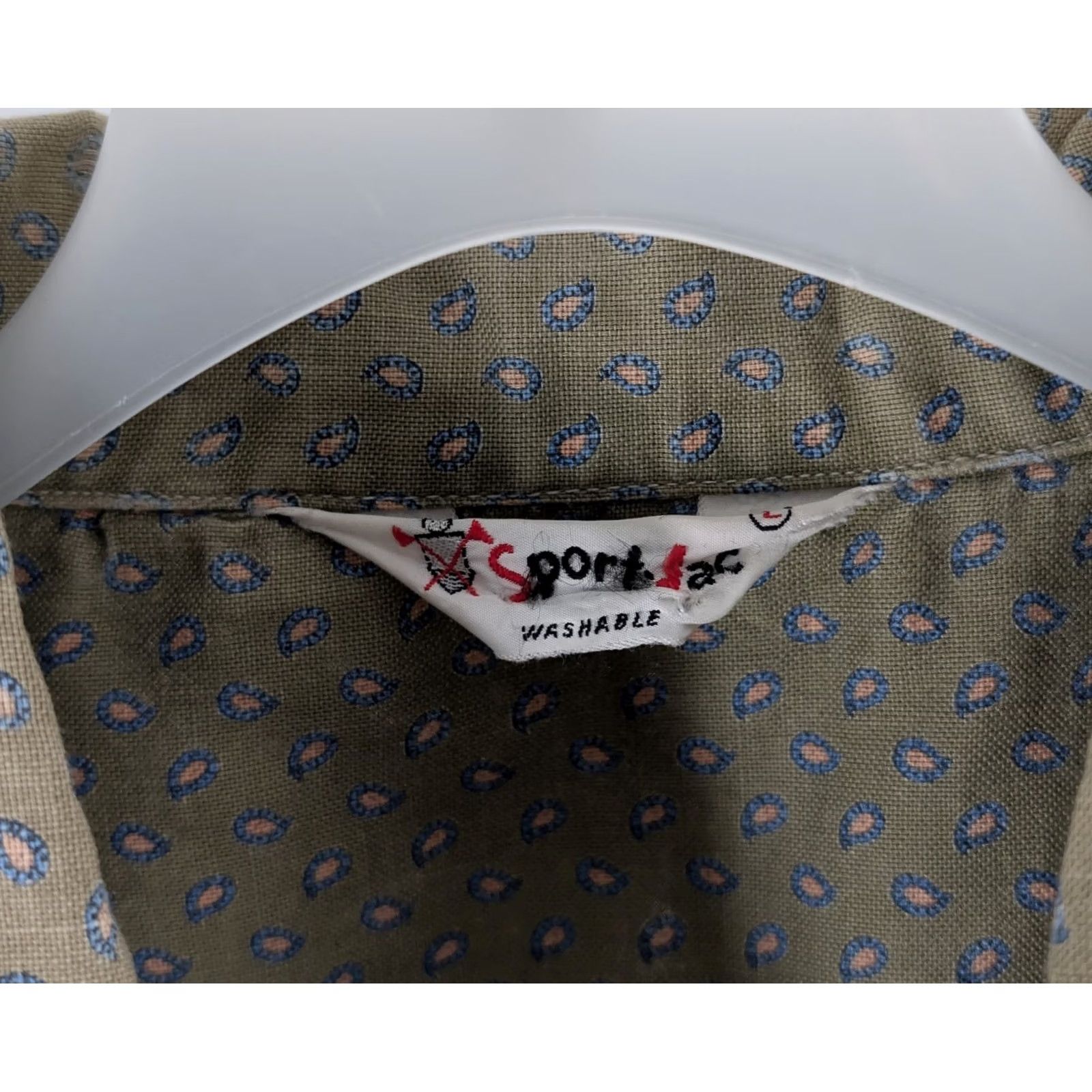 Vintage VINTAGE Sport Jac Shirt Collared Camp 50s Loop Collar Short Sleeve Olive Paisley Mens L Size US L / EU 52-54 / 3 - 5 Thumbnail