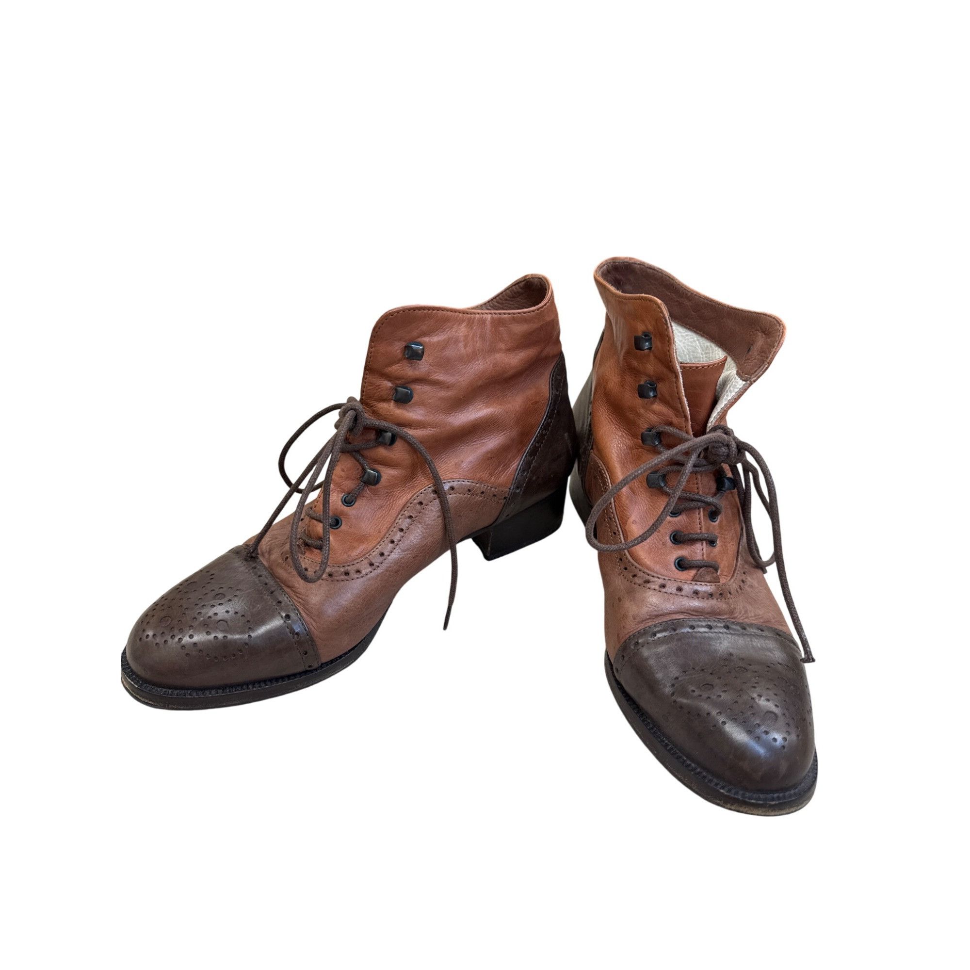 Other Tano Italian Made Womens Brown Leather Lace-Up Ankle Boots S Size US 6.5 / IT 36.5 - 2 Thumbnail