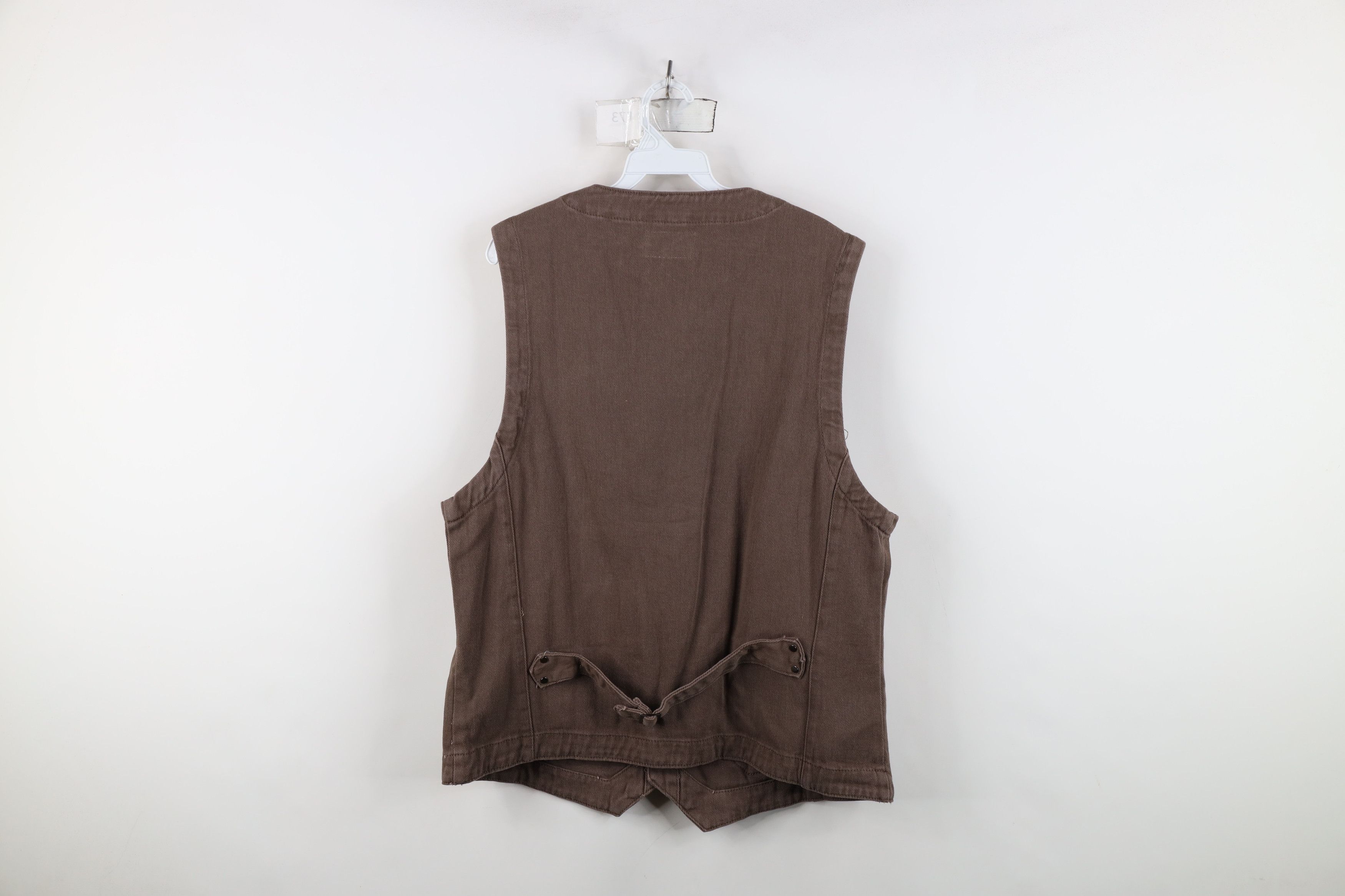 Vintage Deadstock Vintage Y2K Streetwear Back Vest Jacket Brown Size US L / EU 52-54 / 3 - 14 Thumbnail
