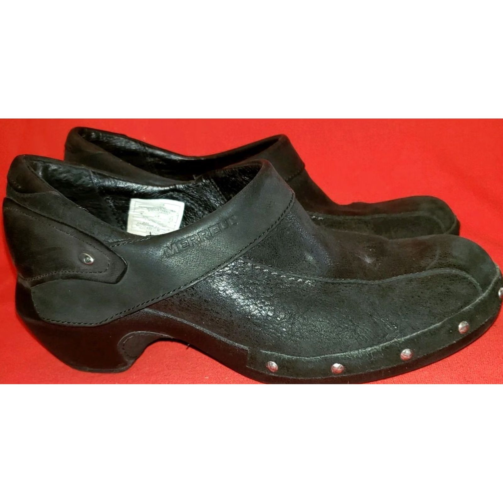 Merrell Merrell Womens Clogs 8M Weathered Black Leather Smooth Collar with Button 1197706 Size US 6 / IT 36 - 5 Thumbnail