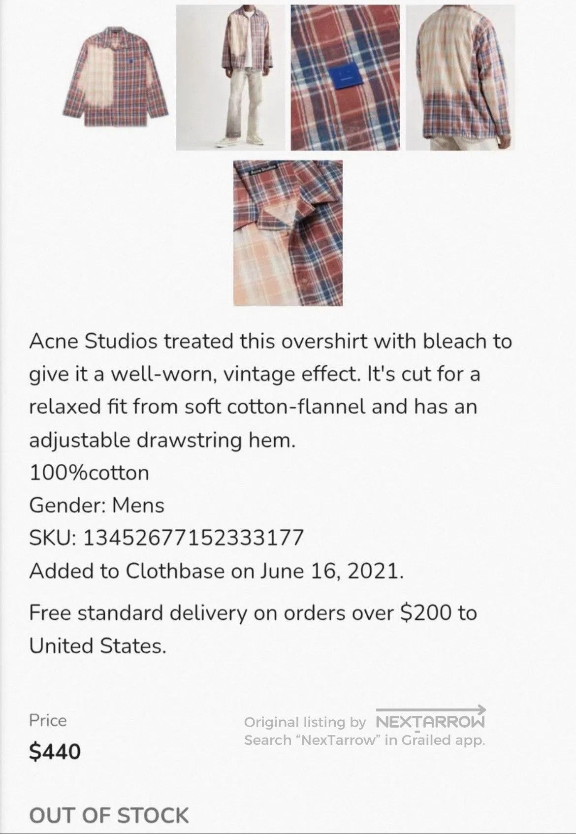 Acne Studios Acne Studios Bleached Check Overshirt. Size US L / EU 52-54 / 3 - 7 Thumbnail