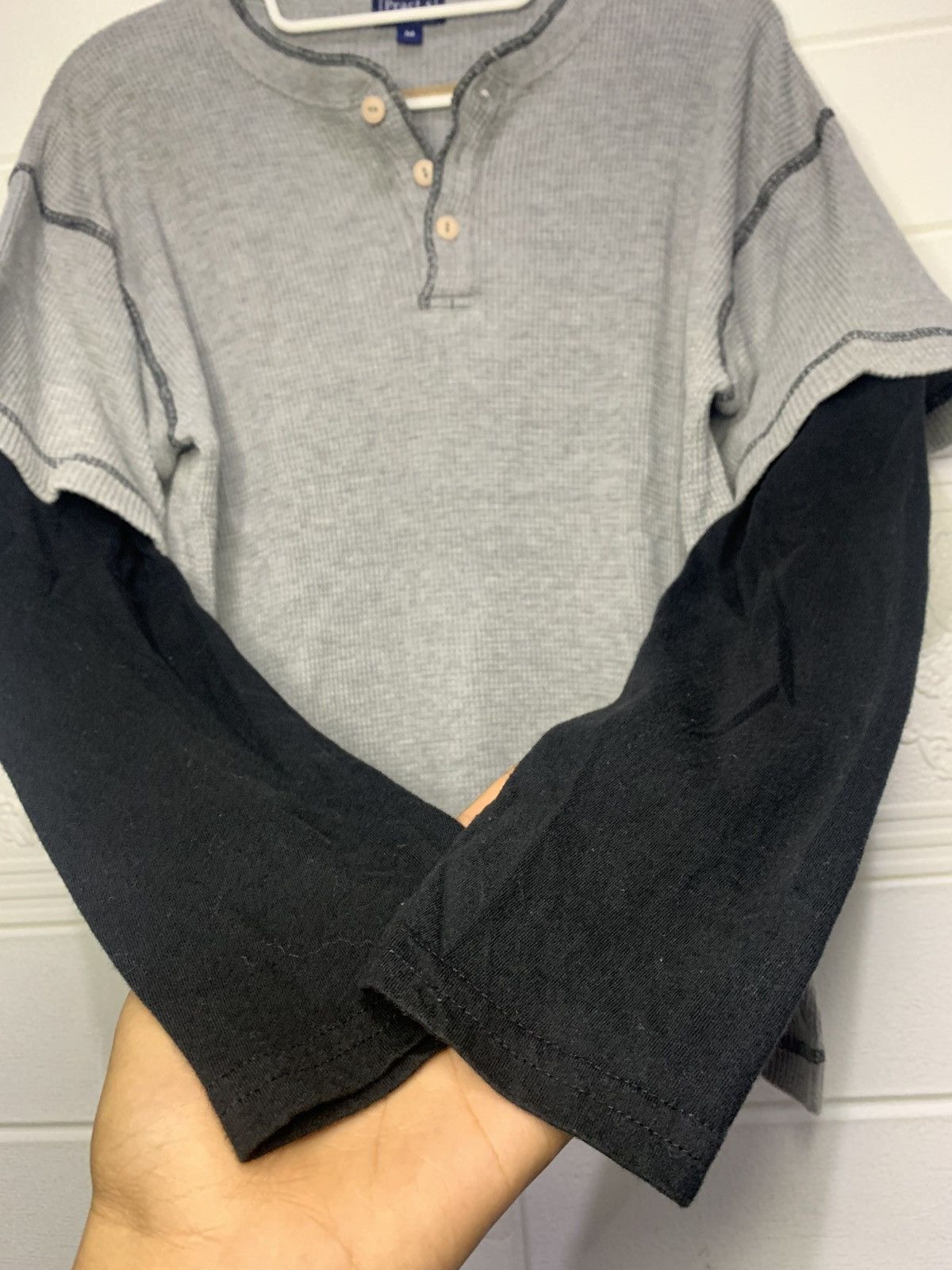 Japanese Brand Pract.S Distressed Button Double Layers Long Sleeve Size US M / EU 48-50 / 2 - 5 Thumbnail