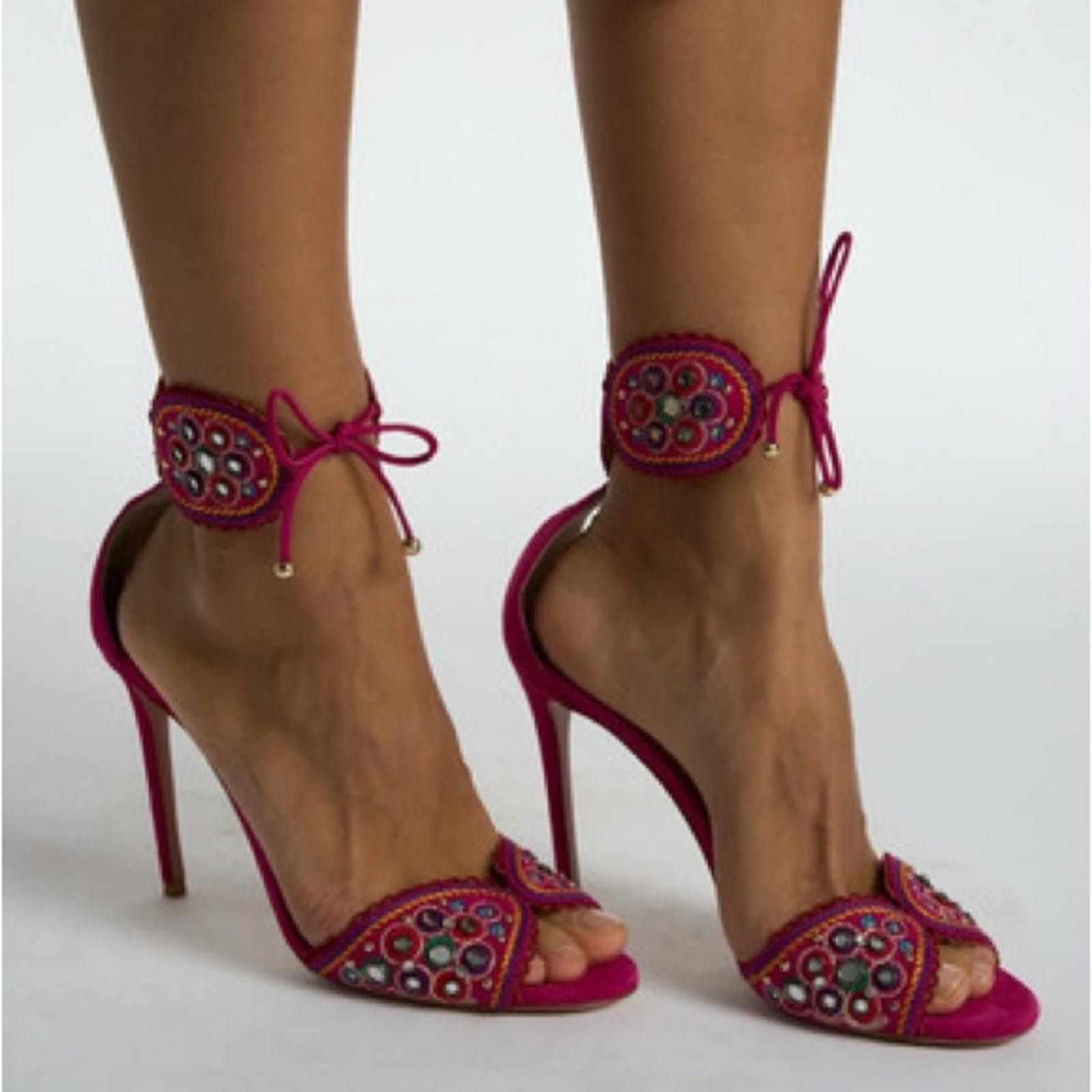 Other Aquazzura Jaipur Suede Ankle-strap Sandals In Azalea Pink Size US 8.5 / IT 38.5 - 1 Thumbnail